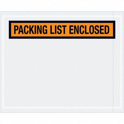 Packing List Envelopes: 4 1/2 in x 5 1/2 in, Packing List Enclosed, Orange, 1, 000 PK