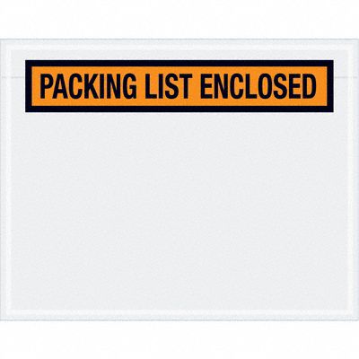 Packing List Envelopes: 7 in x 5 1/2 in, Packing List Enclosed, Orange, 1, 000 PK