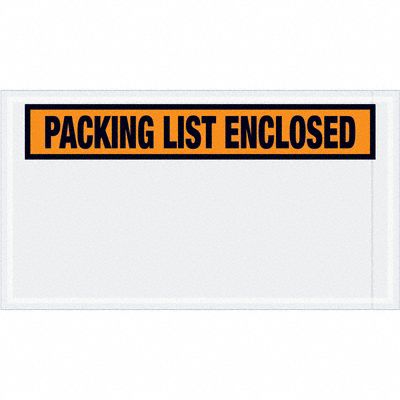 Packing List Envelopes: 5 1/2 in x 10 in, Packing List Enclosed, Orange, 1, 000 PK