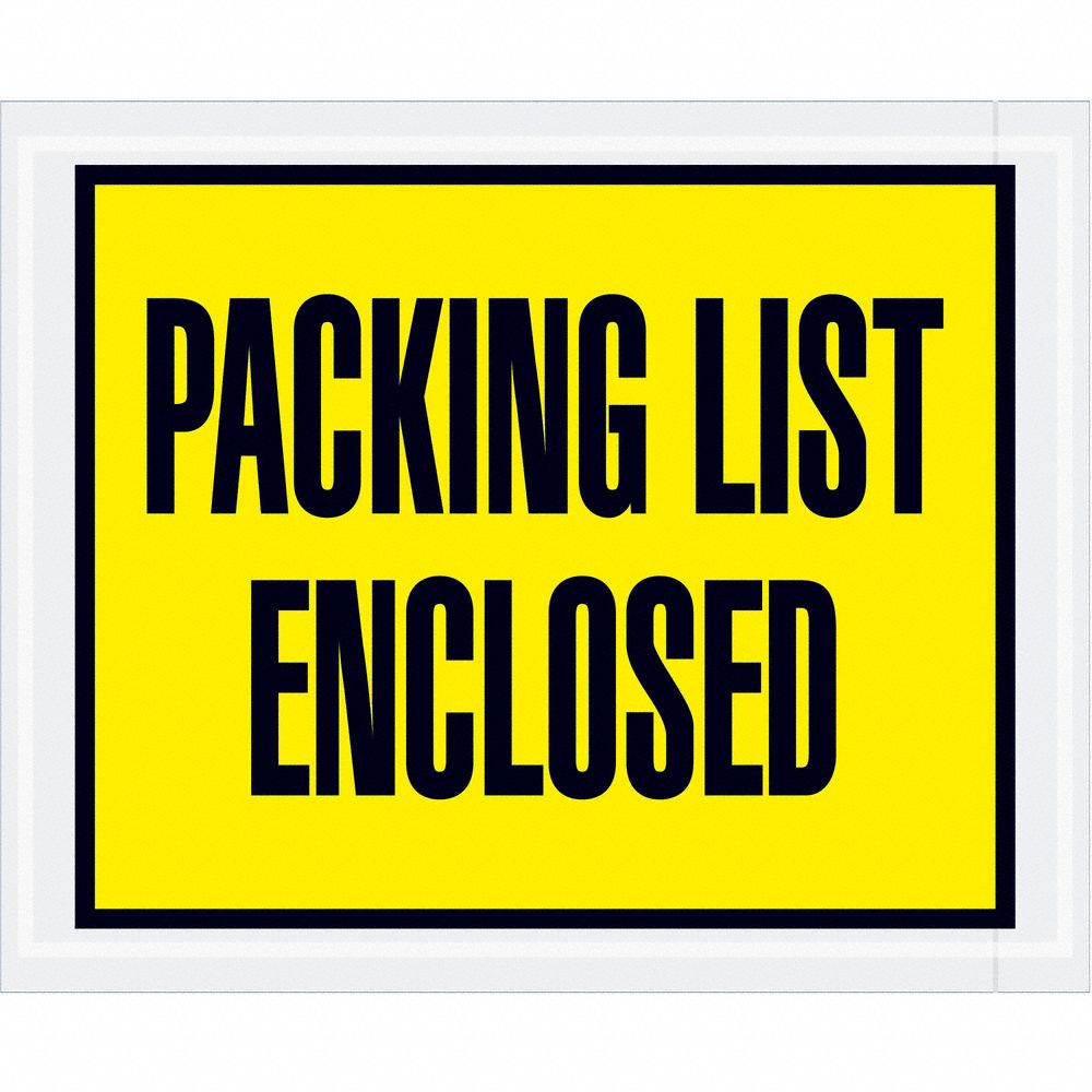 Packing List Envelopes: 5 1/2 in x 4 1/2 in, Packing List Enclosed, Yellow, 1, 000 PK