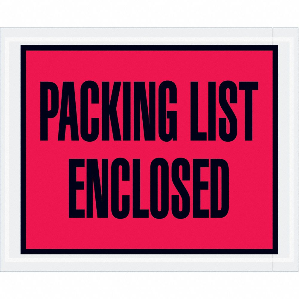 Packing List Envelopes: 5 1/2 in x 4 1/2 in, Packing List Enclosed, Red, 1, 000 PK