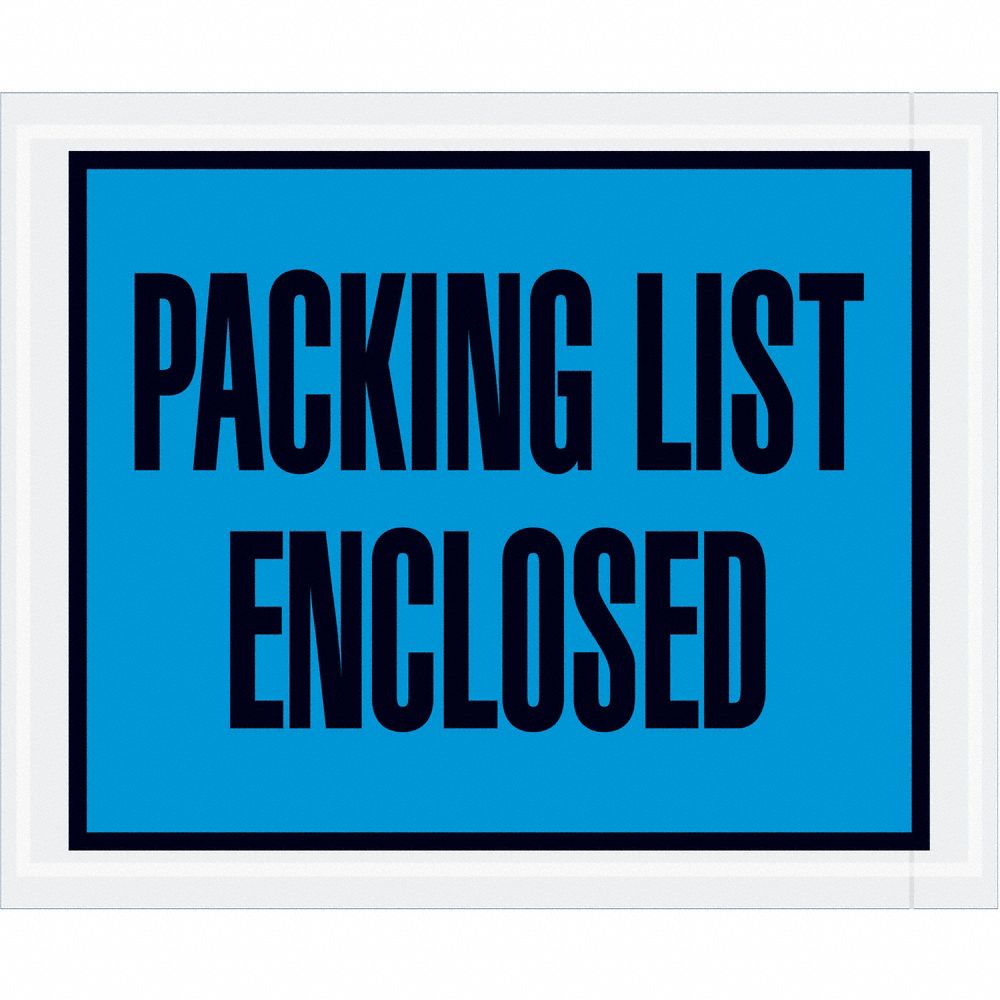 Packing List Envelopes: 5 1/2 in x 4 1/2 in, Packing List Enclosed, Blue, 1, 000 PK