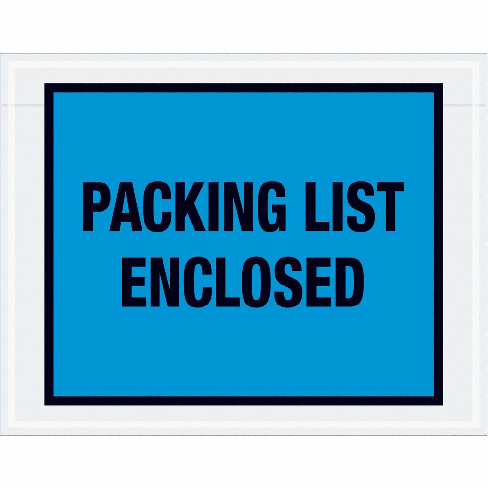 Packing List Envelopes: 5 1/2 in x 7 in, Packing List Enclosed, Blue, 1, 000 PK