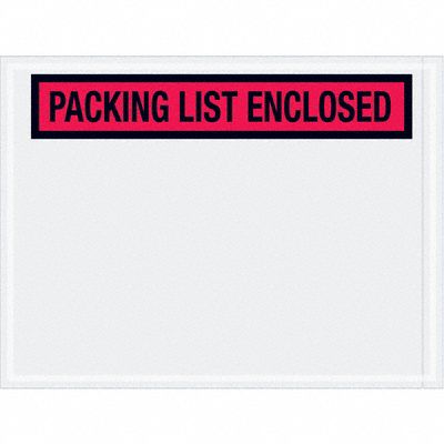 Packing List Envelopes: 4 1/2 in x 6 in, Packing List Enclosed, Red, Top, 1, 000 PK