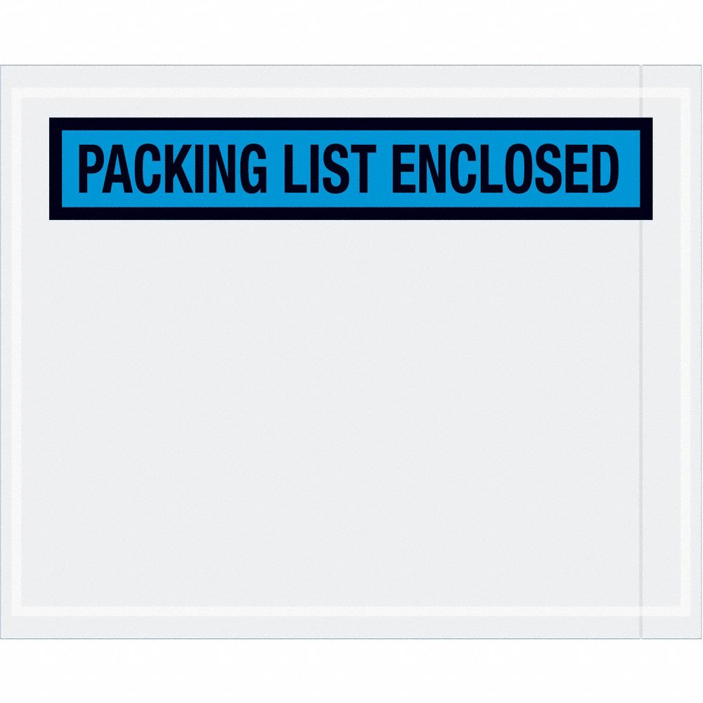 Packing List Envelopes: 5 1/2 in x 4 1/2 in, Packing List Enclosed, Blue, 1, 000 PK