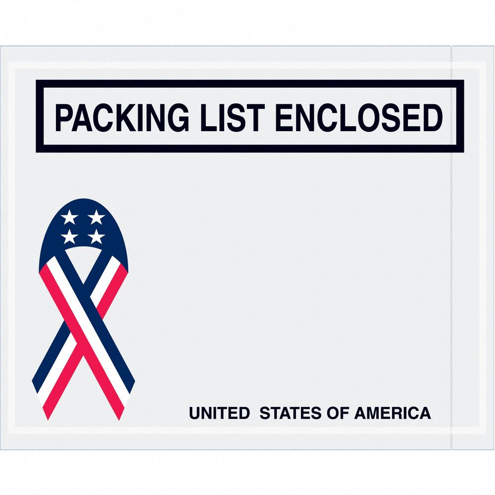 Packing List Envelopes: 5 1/2 in x 4 1/2 in, Packing List Enclosed, Top, 1, 000 PK