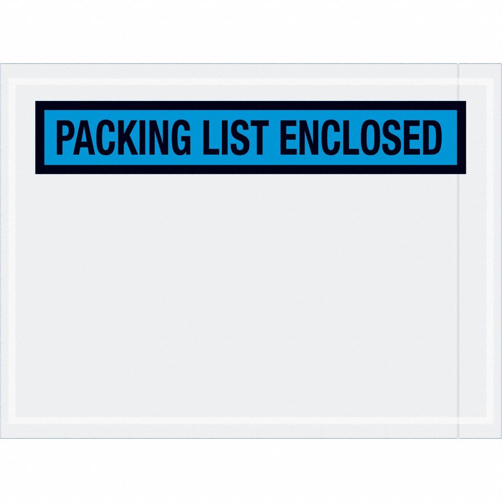 Packing List Envelopes: 6 in x 4 1/2 in, Packing List Enclosed, Blue, Top, 1, 000 PK