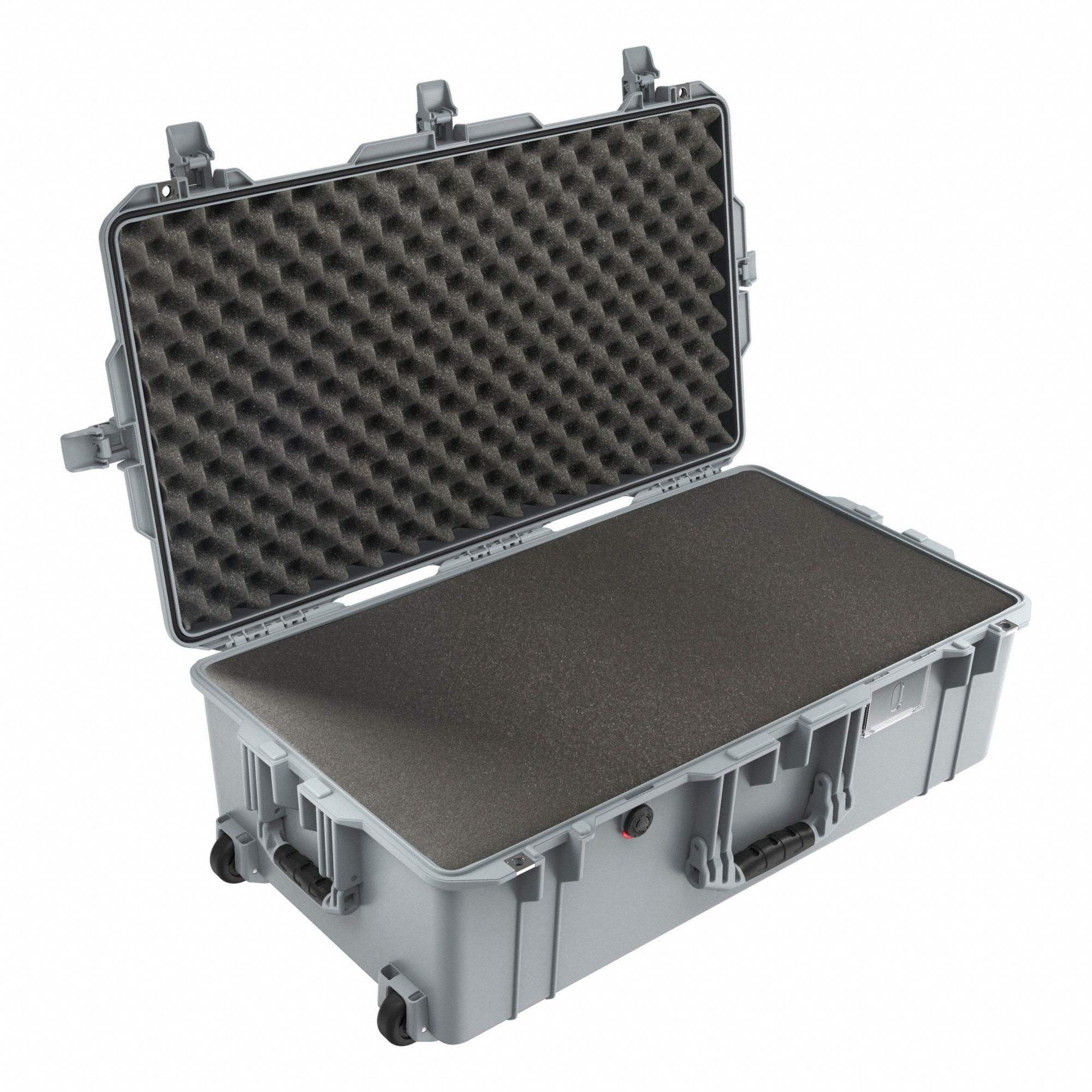 PROTECTIVE CASE, AIR, W/FOAM, 2 WHEEL, O-RING, SILVER, 32 37/64 X 18 13/32 X 11 1/64 IN, PP/PUR