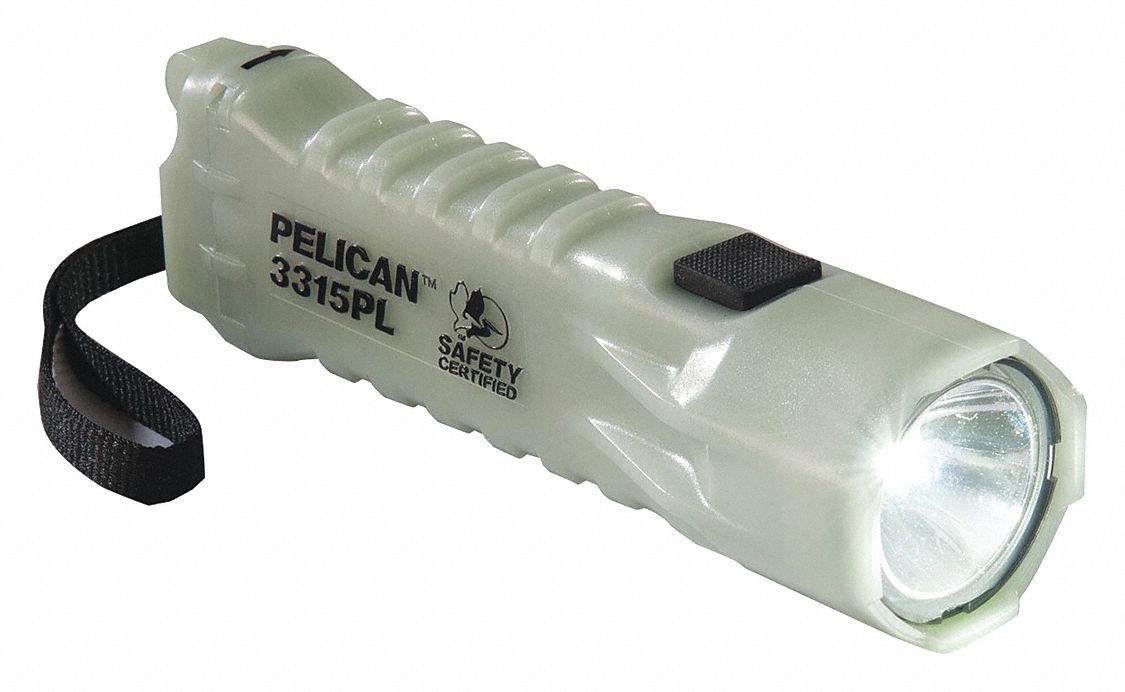 FLASHLIGHT, LED, ABS, OFF-WHITE, POLYCARBONATE LENS, 6 1/7 IN LENGTH, 5,000 HOUR LAMP LIFE