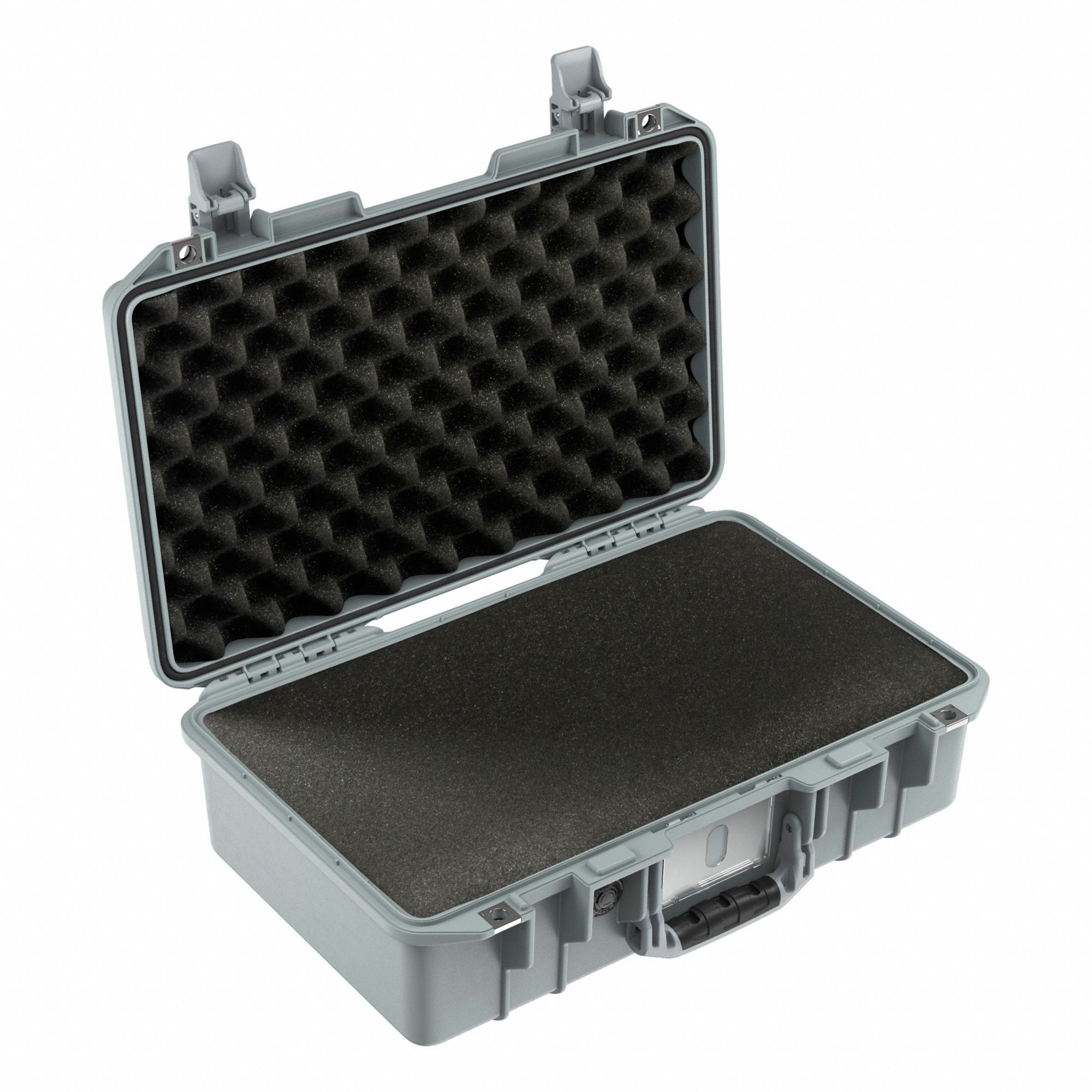 PROTECTIVE CASE, AIR, W/ FOAM, PURGE VALVE, BUSINESS CARD HOLDER, SILVER, 19.17 X 12.80 IN, POLYMER