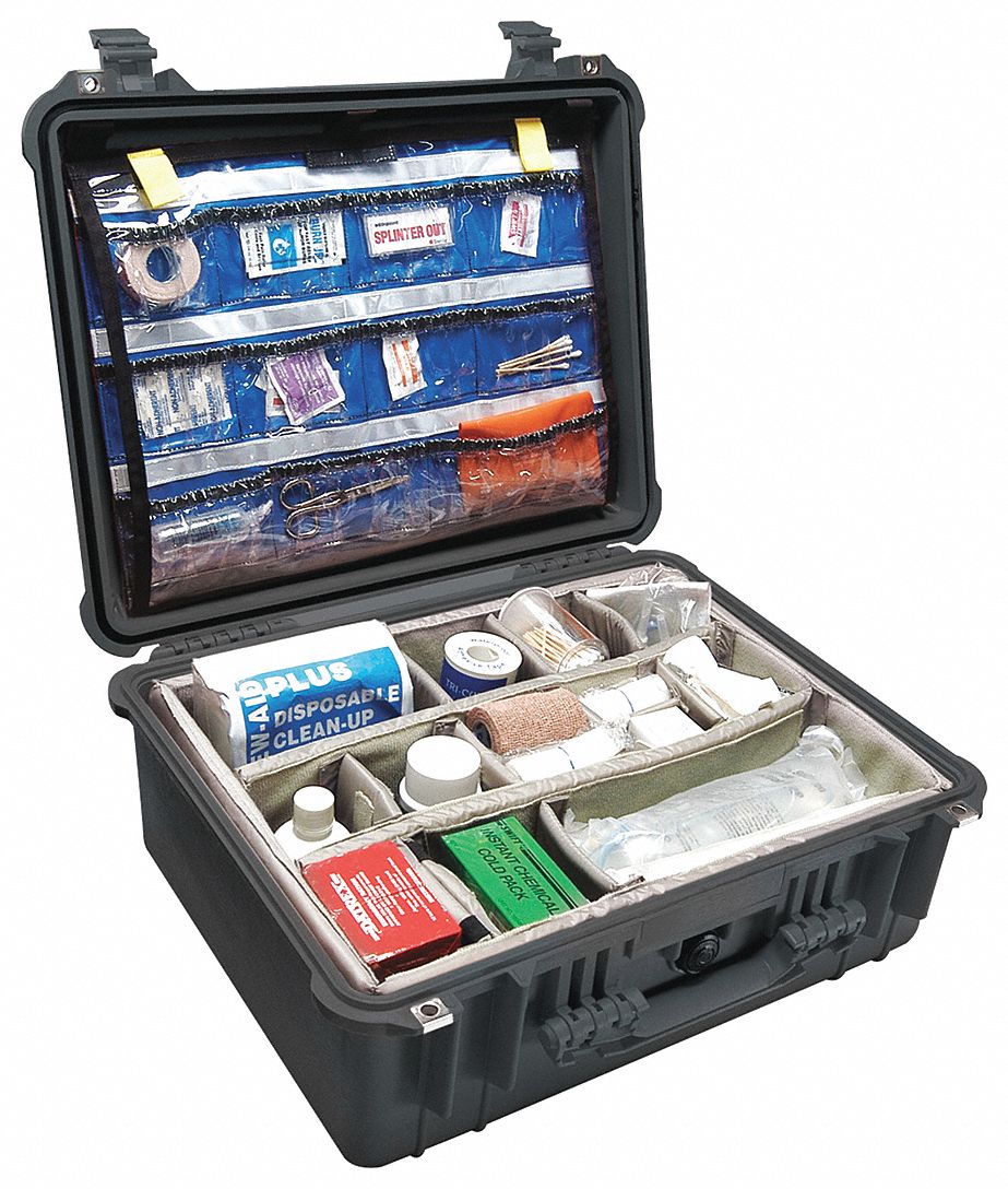 PROTECTIVE EMS CASE, 1550 SERIES, WATERTIGHT, BLACK, 20 5/8 X 16 7/8 X 8 1/8 IN, POLYPROPYLENE