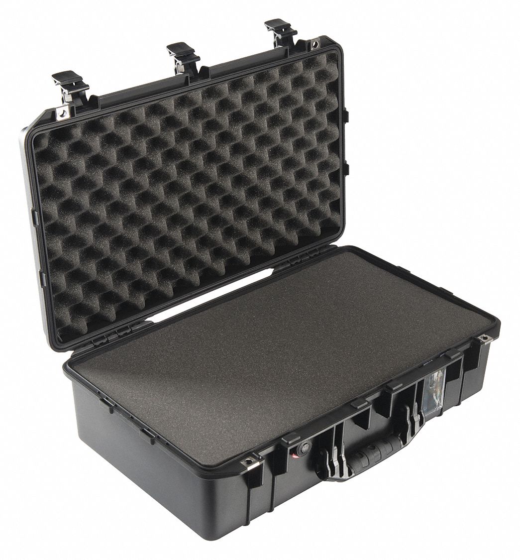 PROTECTIVE AIR CASE, 12¾ IN X 23 IN X 7½ IN INSIDE, FLAT/PICK AND PLUCK/SOLID, BLACK