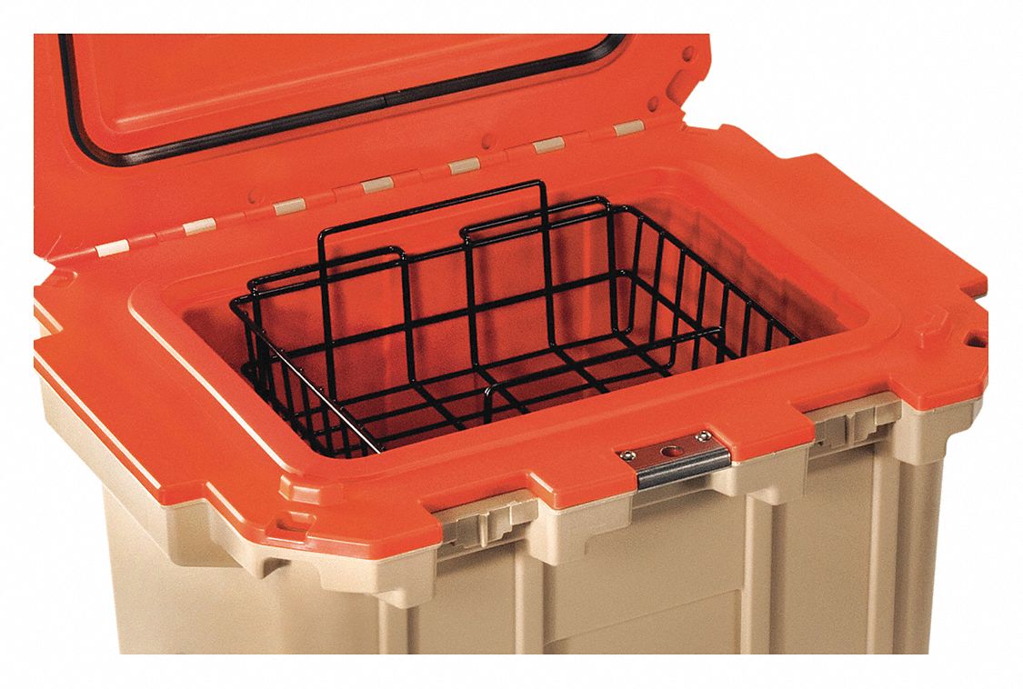 COOLER BASKET, PORTABLE, F/ CONTAINER STORAGE, BLACK, 20 QT, 14 X 12 1/2 X 6 IN