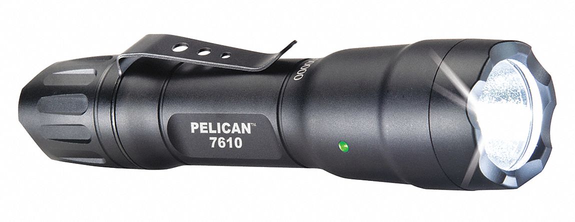 HANDHELD FLASHLIGHT, LED, 185 LUMENS, 97 M BEAM, BLACK, 5.44 IN L/1 IN DIA, ALUMINUM/GLASS