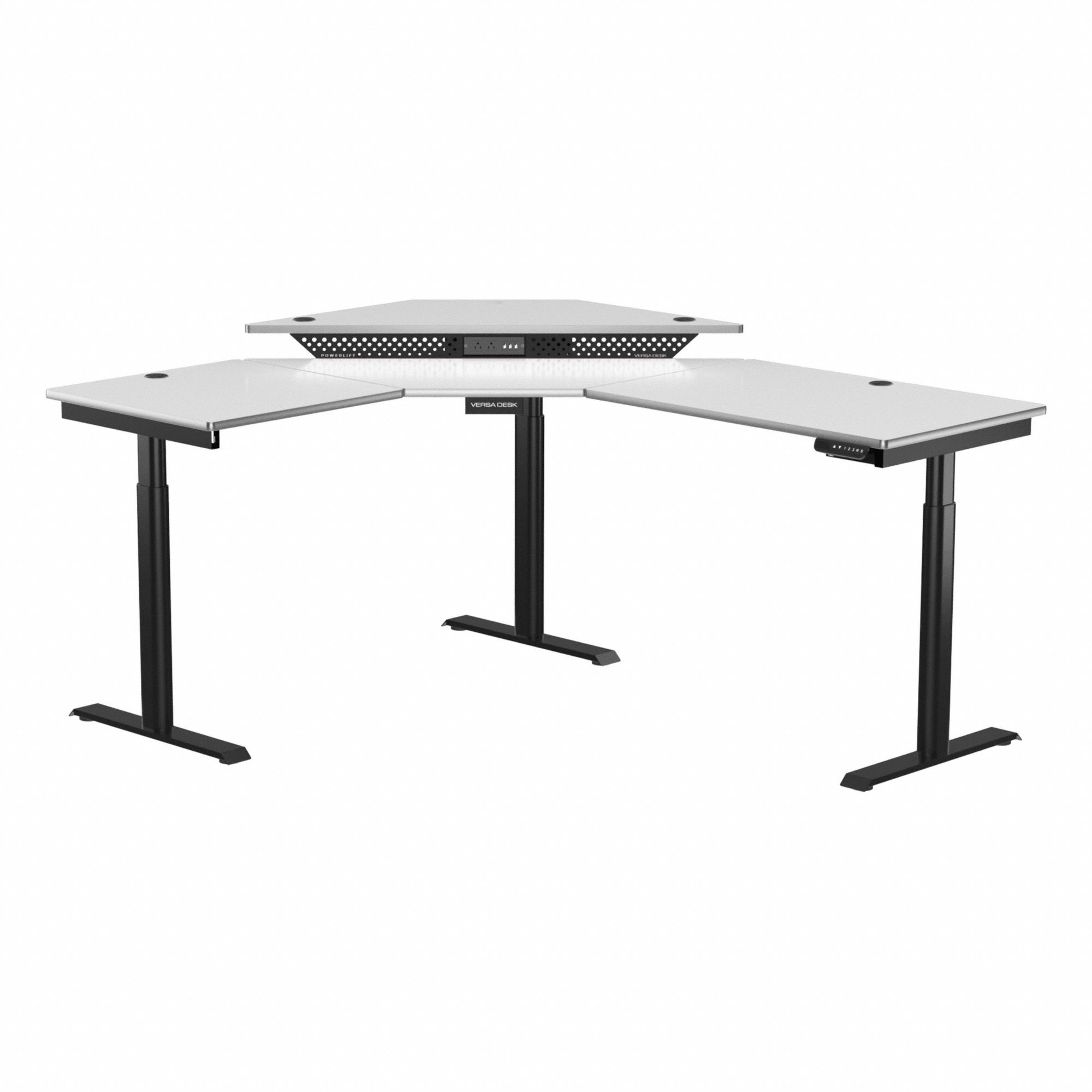 Standing Desk: Black, Wood, 60 in Overall Wd, 72 in Overall Dp, 45 1/2 in Max Desktop Ht