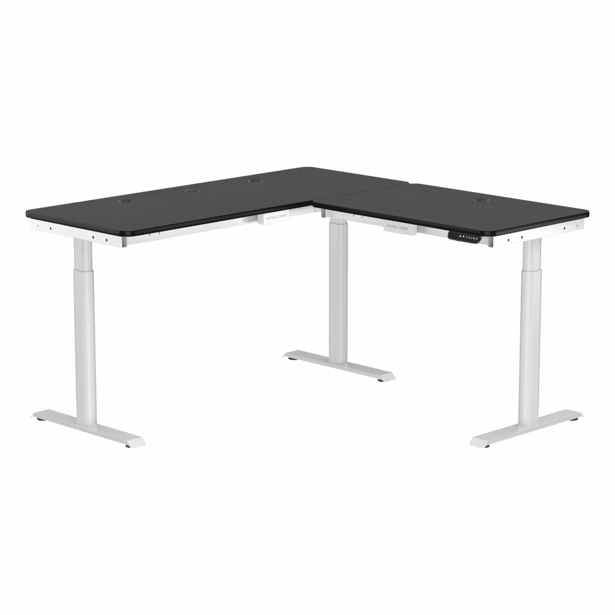 Standing Desk: Black, Wood, 60 in Overall Wd, 60 in Overall Dp, 45 1/2 in Max Desktop Ht