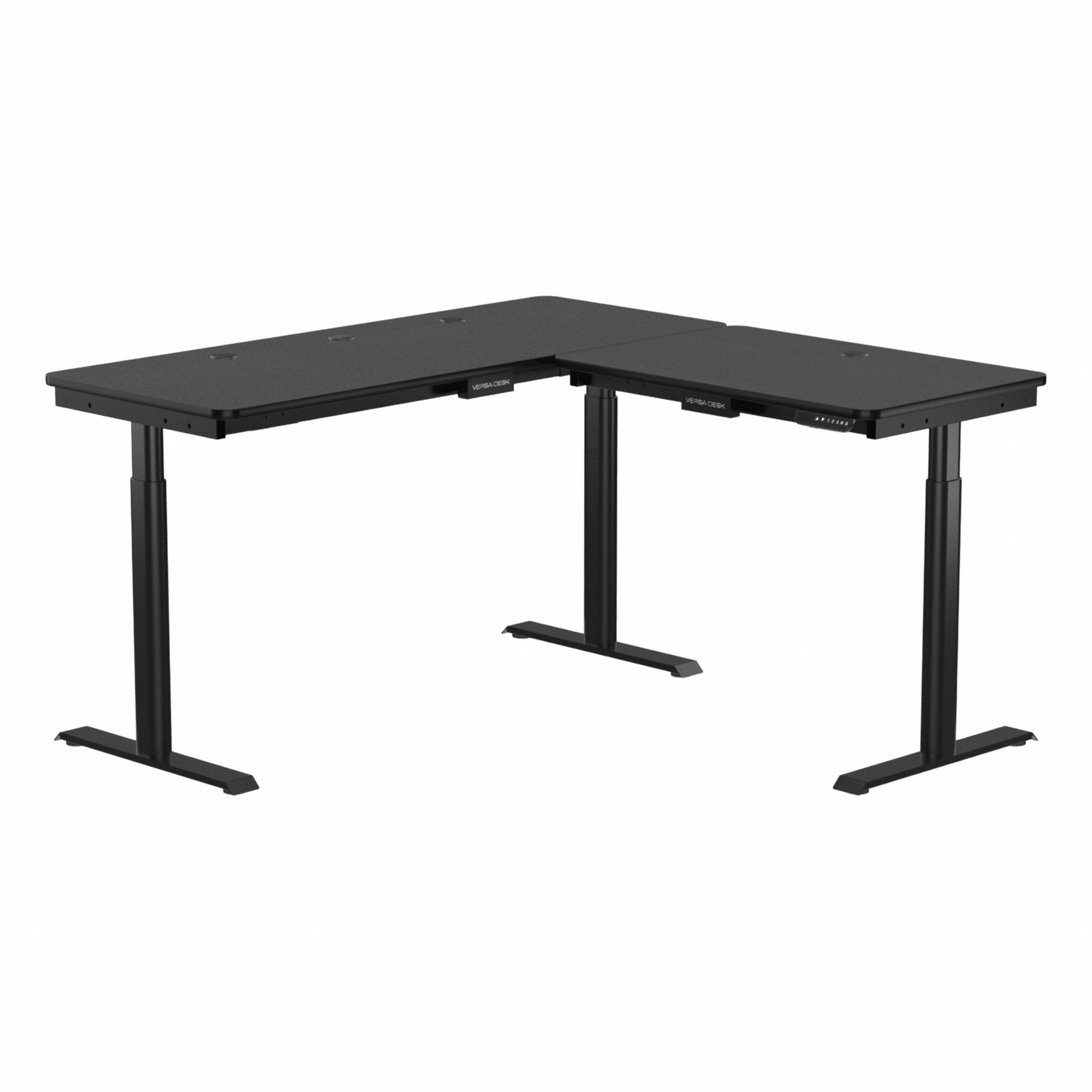 Standing Desk: Black, Wood, 60 in Overall Wd, 60 in Overall Dp, 45 1/2 in Max Desktop Ht