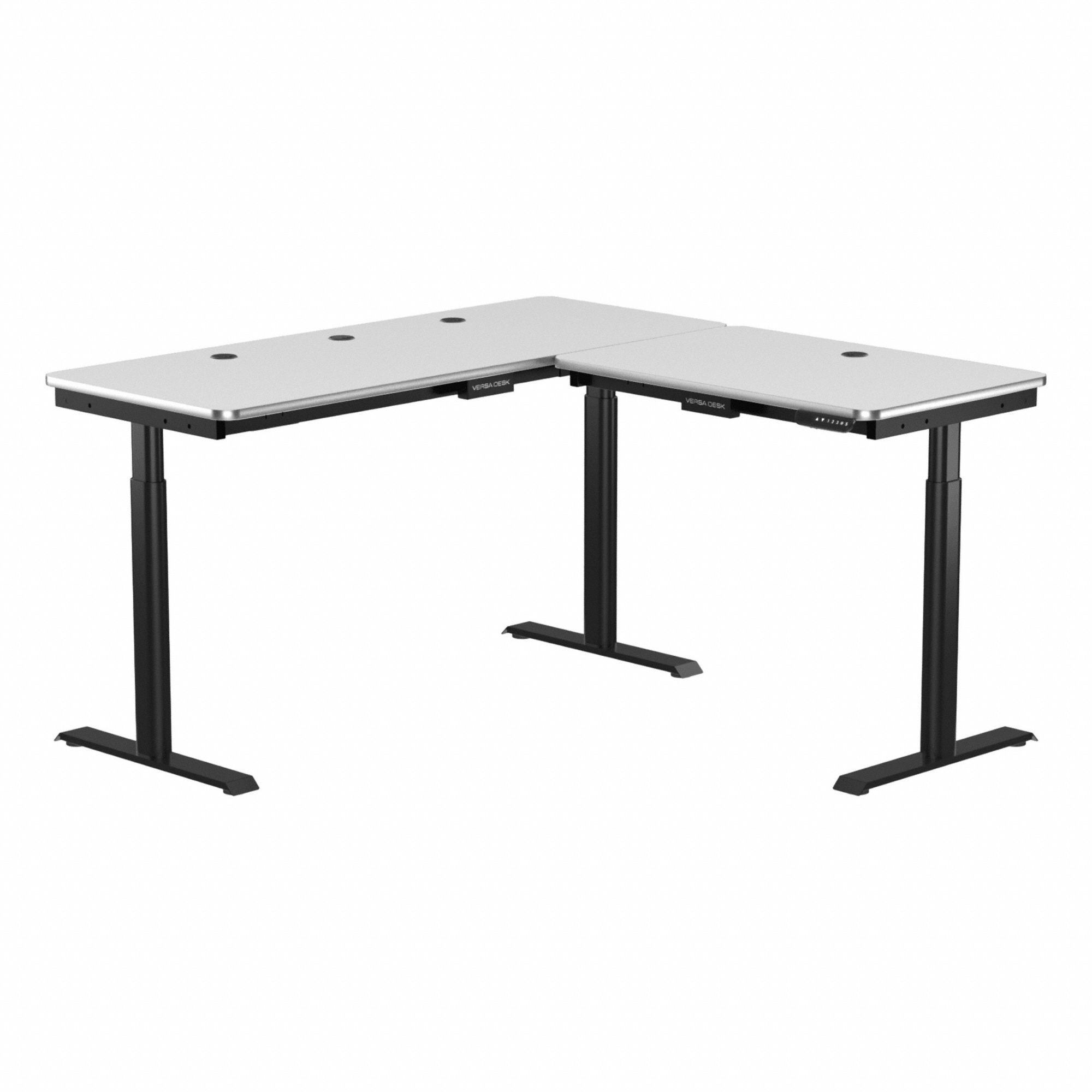 Standing Desk: White, Wood, 60 in Overall Wd, 60 in Overall Dp, 45 1/2 in Max Desktop Ht