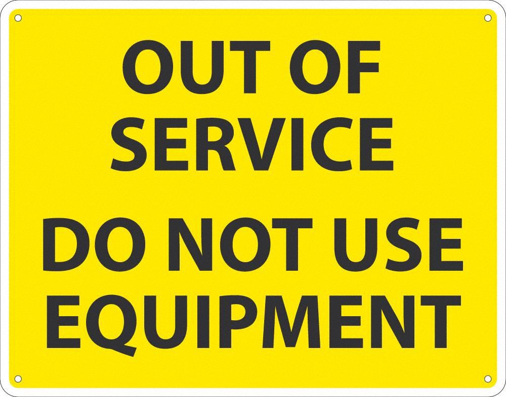 Plastic Sign 12X18 OUT OF SERVICE BK/YL