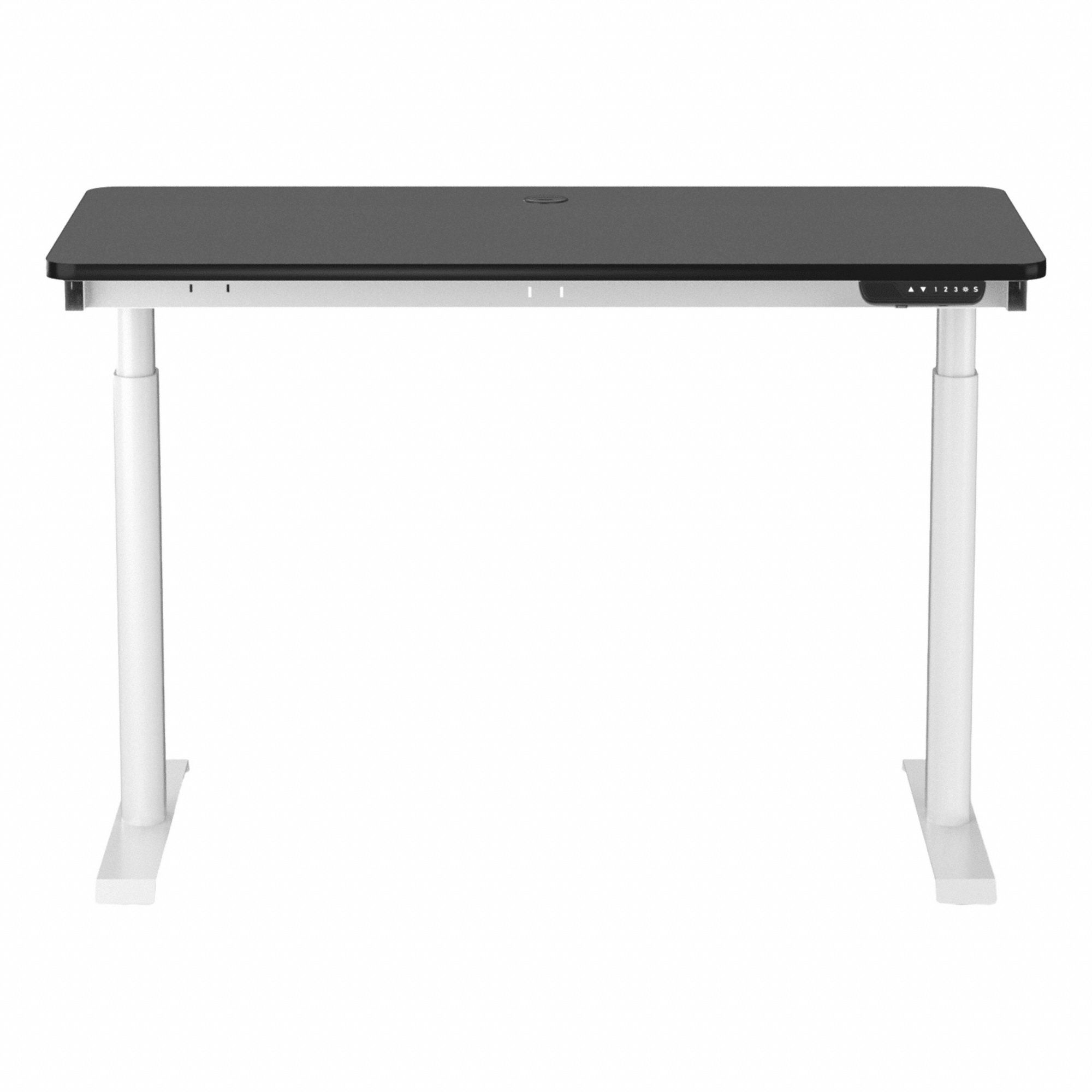 Electric Sit-Stand Desk: Black, Wood, 48 in Overall Wd, 24 in Overall Dp, Laminate/Steel