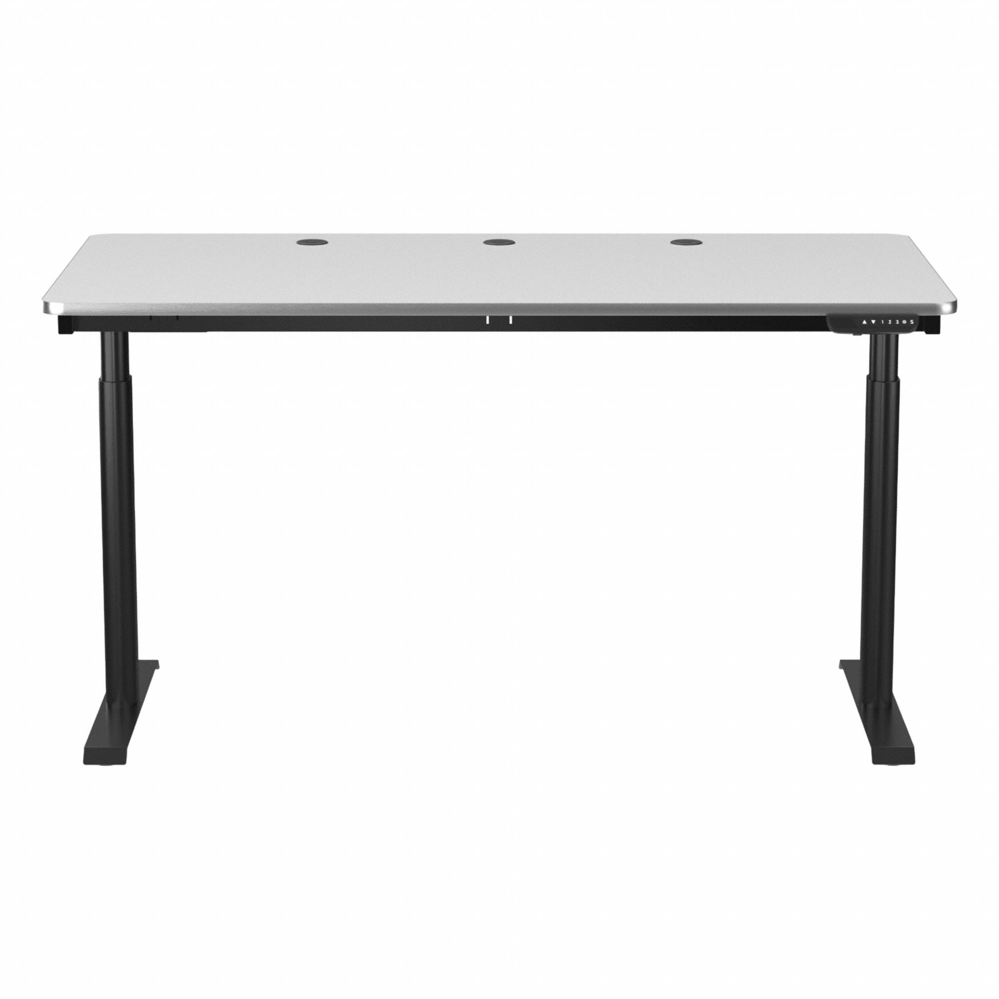 Electric Sit-Stand Desk: Black, Wood, 60 in Overall Wd, 30 in Overall Dp, Laminate/Steel