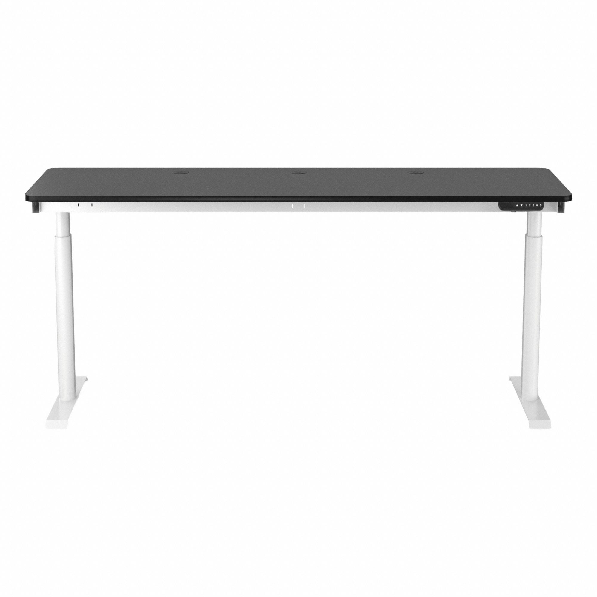 Electric Sit-Stand Desk: Black, Wood, 72 in Overall Wd, 24 in Overall Dp, Laminate/Steel