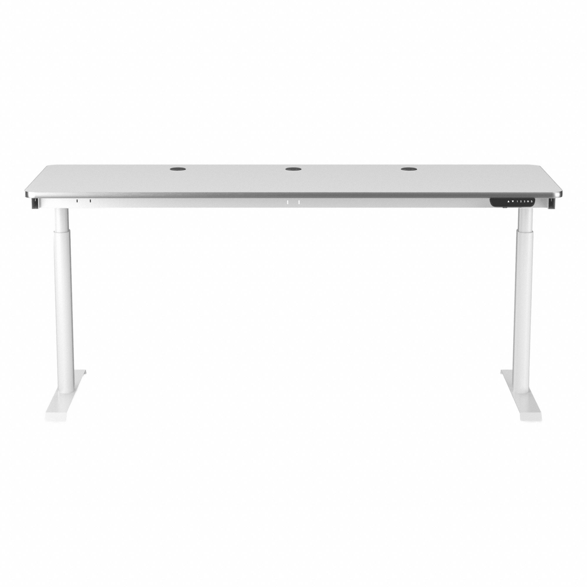 Electric Sit-Stand Desk: White, Wood, 72 in Overall Wd, 24 in Overall Dp, Laminate/Steel