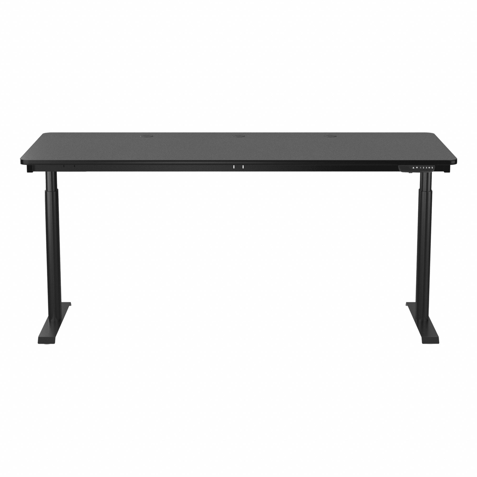 Electric Sit-Stand Desk: Black, Wood, 72 in Overall Wd, 30 in Overall Dp, Laminate/Steel