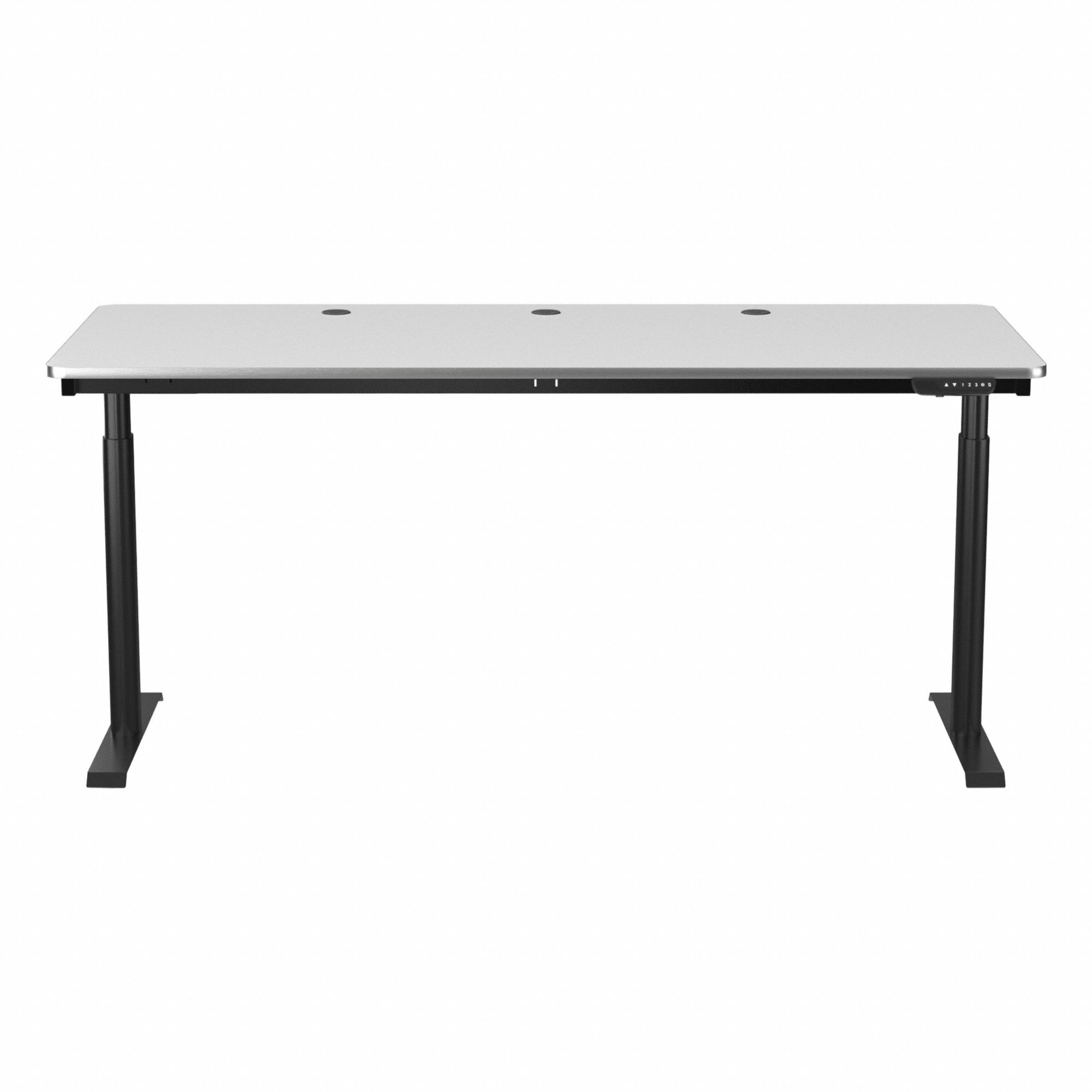 Electric Sit-Stand Desk: Black, Wood, 72 in Overall Wd, 30 in Overall Dp, Laminate/Steel