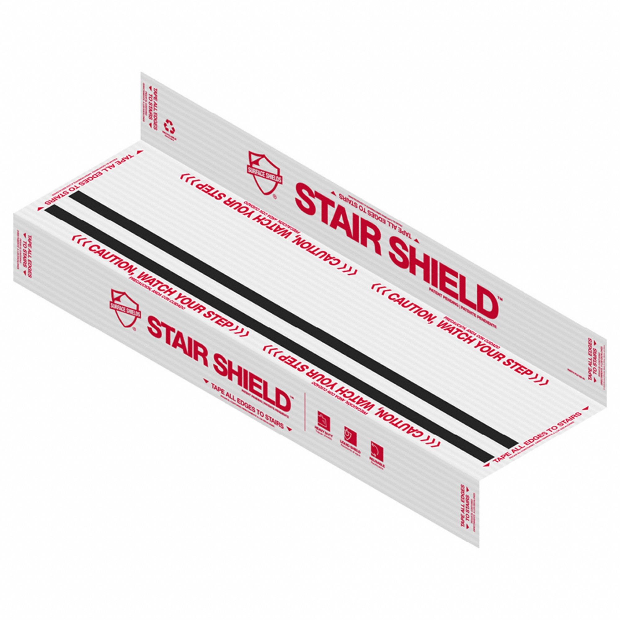 Stair Protection: Extra Heavy Duty, 2.2 mm Thick, 40 in Lg, 40 in Wd, White, 24 PK