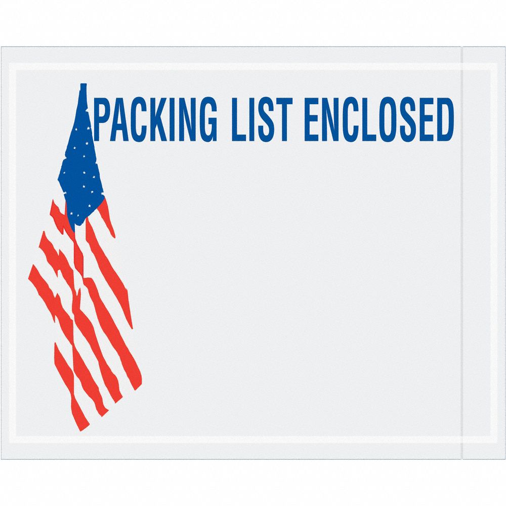 Packing List Envelopes: 5 1/2 in x 4 1/2 in, Packing List Enclosed, Top, 1, 000 PK