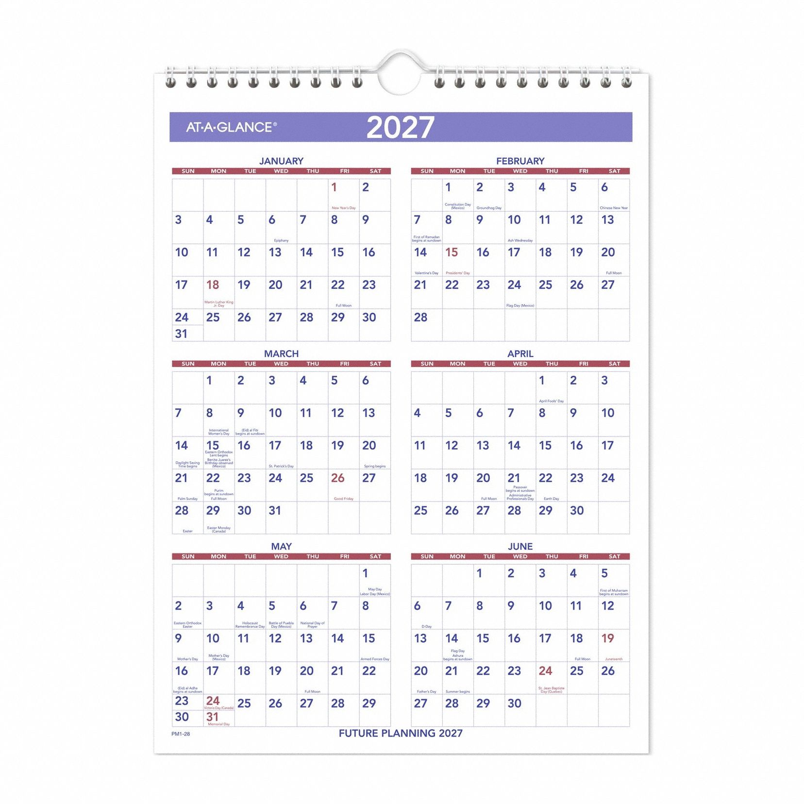 Wall Calendar: 11 in Sheet Ht, 8 in Sheet Wd, 12-Month (Jan-Dec), Monthly