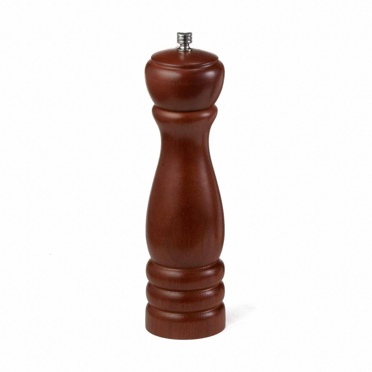 Pepper Mill: Wood, Mahogany, 9 in Overall Ht, Brown