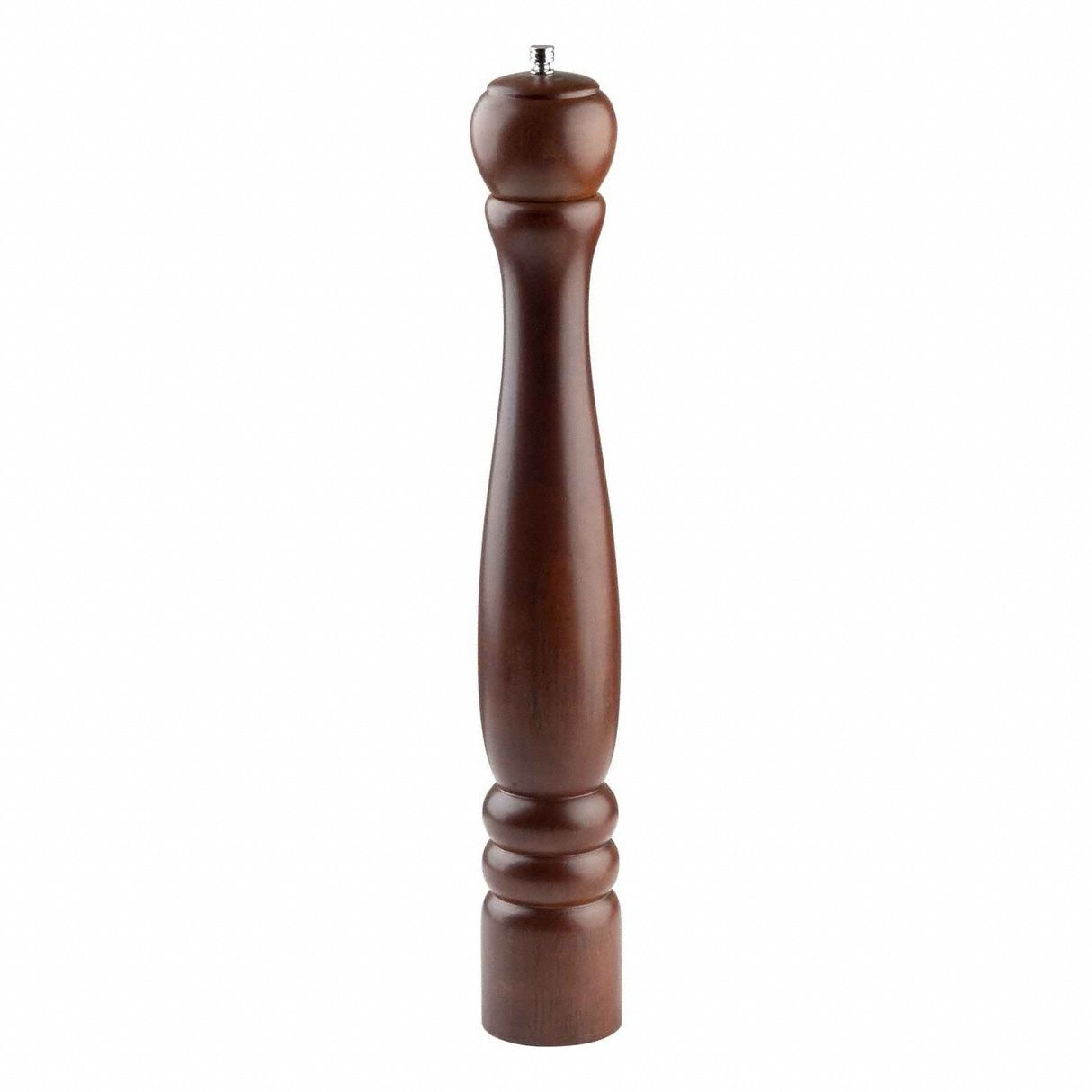 Pepper Mill: Wood, Mahogany, 18 1/4 in Overall Ht, Brown