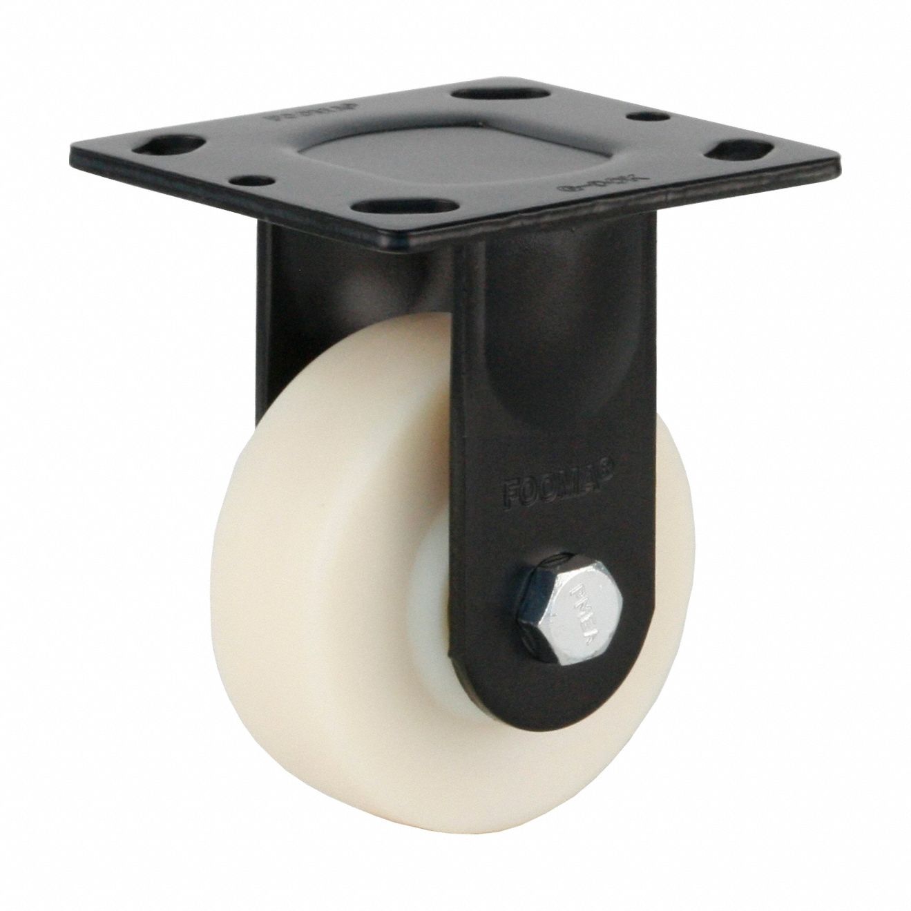 Plate Caster: Rigid, No Brake, Polyurethane, 100 mm Wheel Dia, 35 mm Wheel Wd, Ball