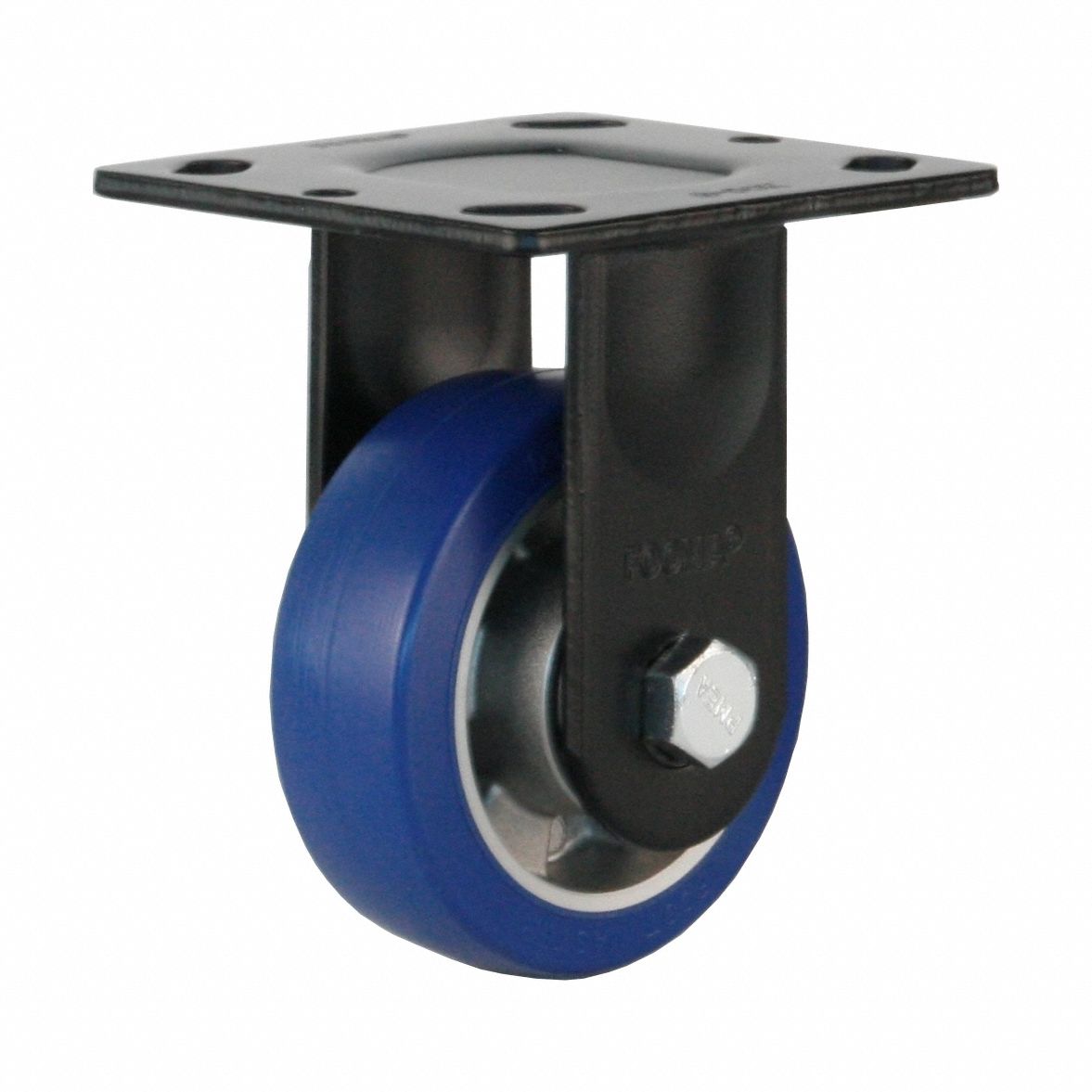 Plate Caster: Rigid, No Brake, Polyurethane, 100 mm Wheel Dia, 35 mm Wheel Wd, Ball