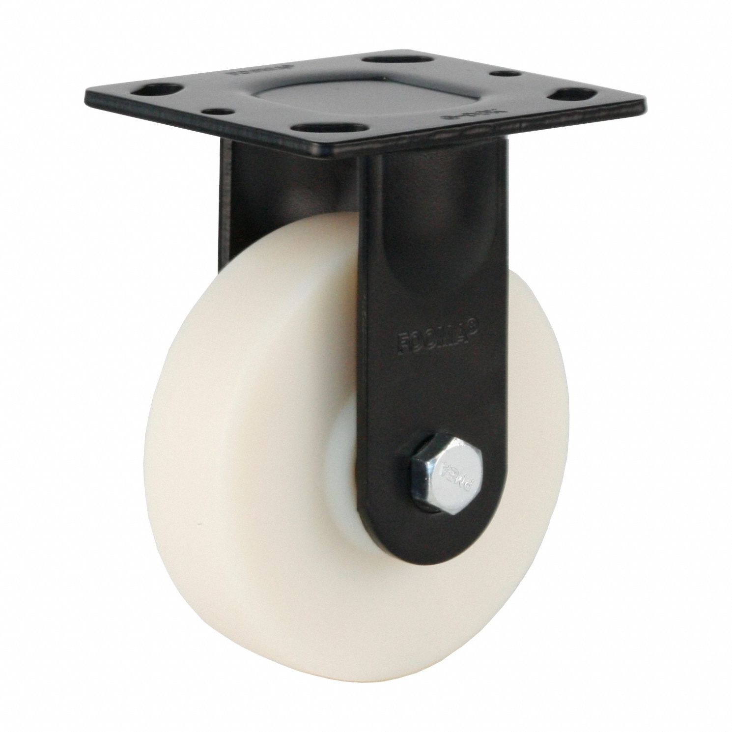 Plate Caster: Rigid, No Brake, Nylon, 125 mm Wheel Dia, 35 mm Wheel Wd, Ball, Rigid