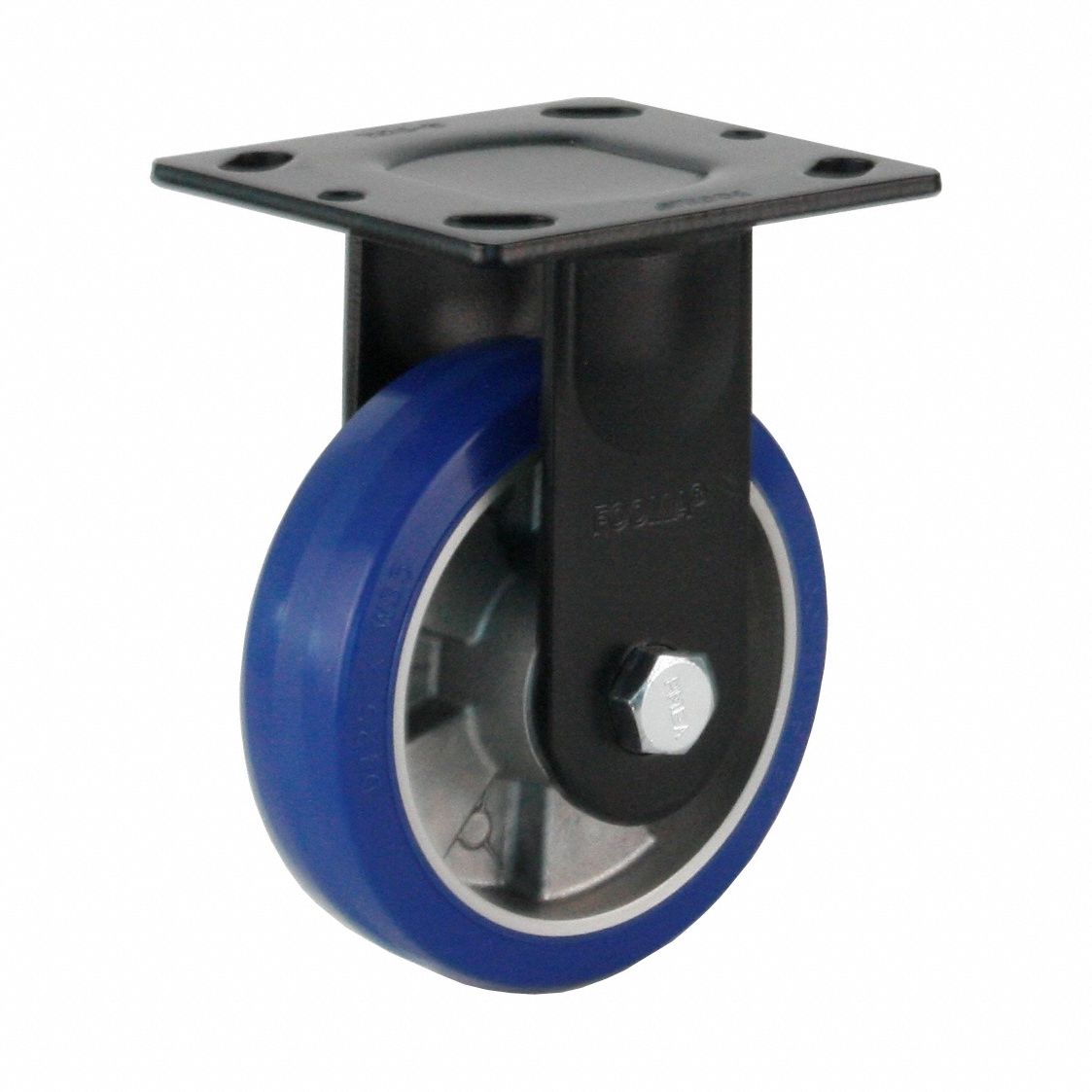 Plate Caster: Rigid, No Brake, Polyurethane, 125 mm Wheel Dia, 35 mm Wheel Wd, Ball