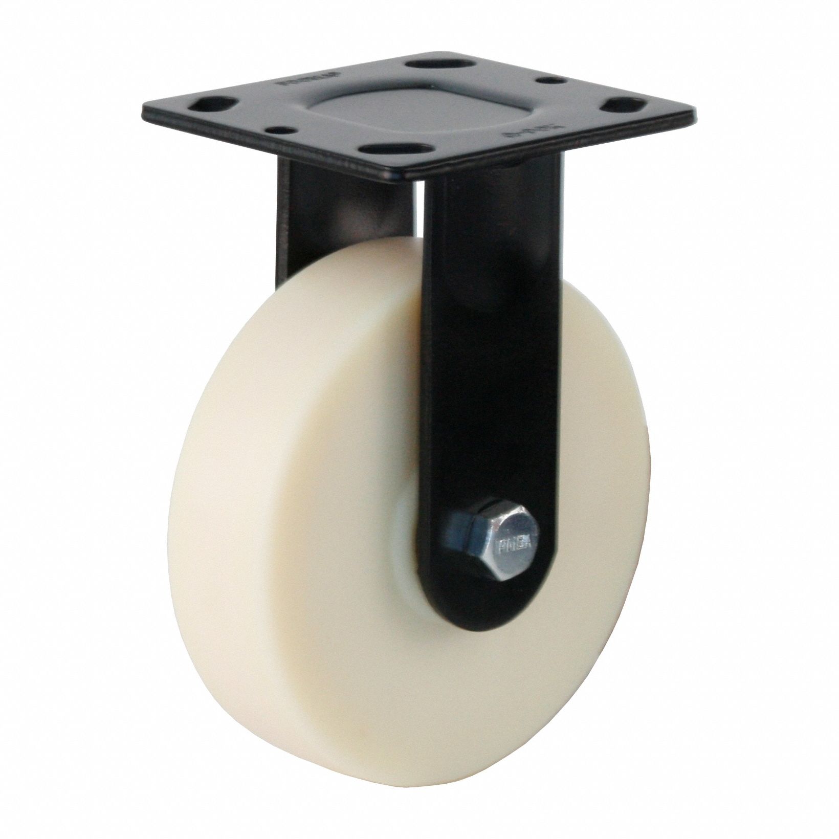 Plate Caster: Rigid, No Brake, Nylon, 150 mm Wheel Dia, 40 mm Wheel Wd, Ball, Rigid