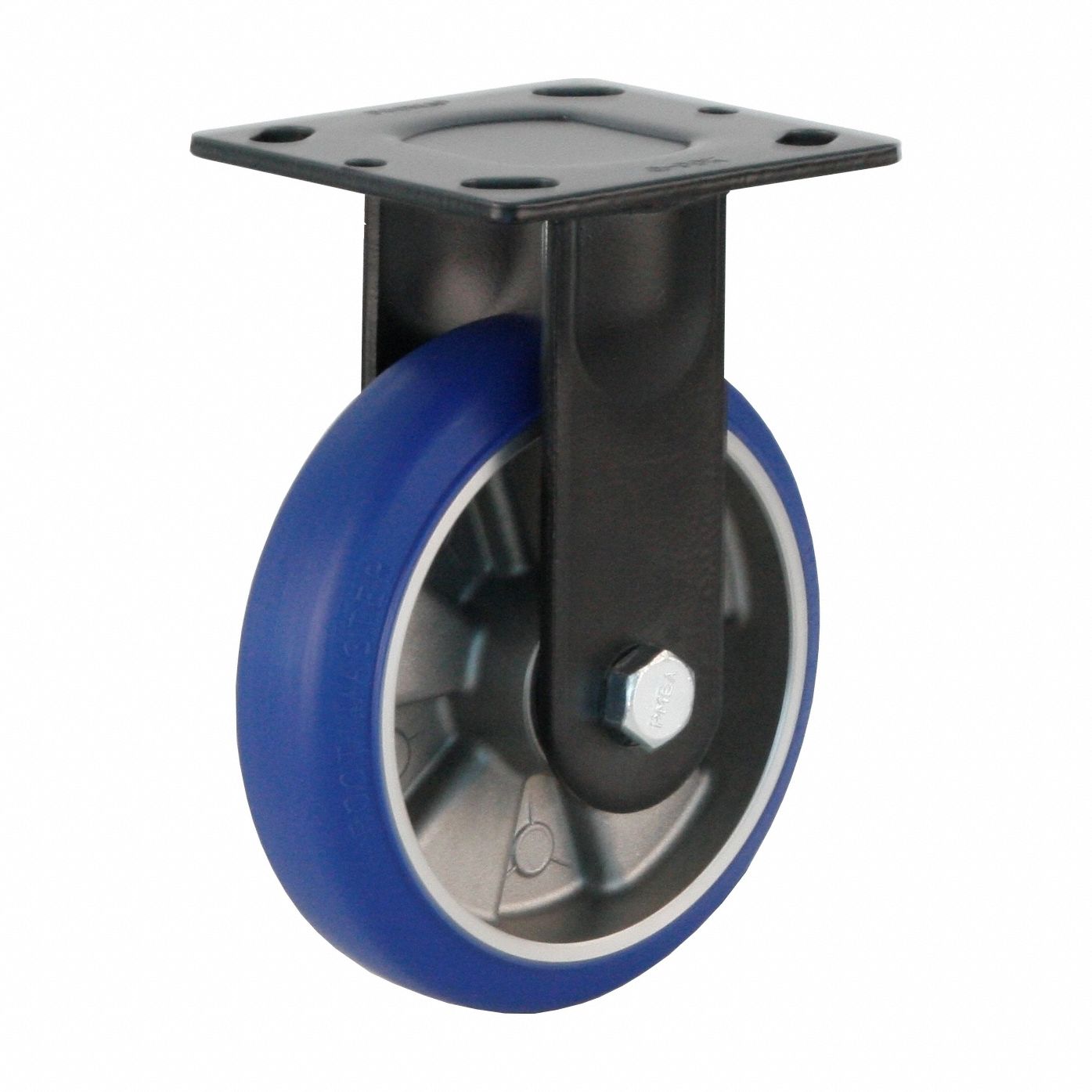 Plate Caster: Rigid, No Brake, Polyurethane, 150 mm Wheel Dia, 40 mm Wheel Wd, Ball