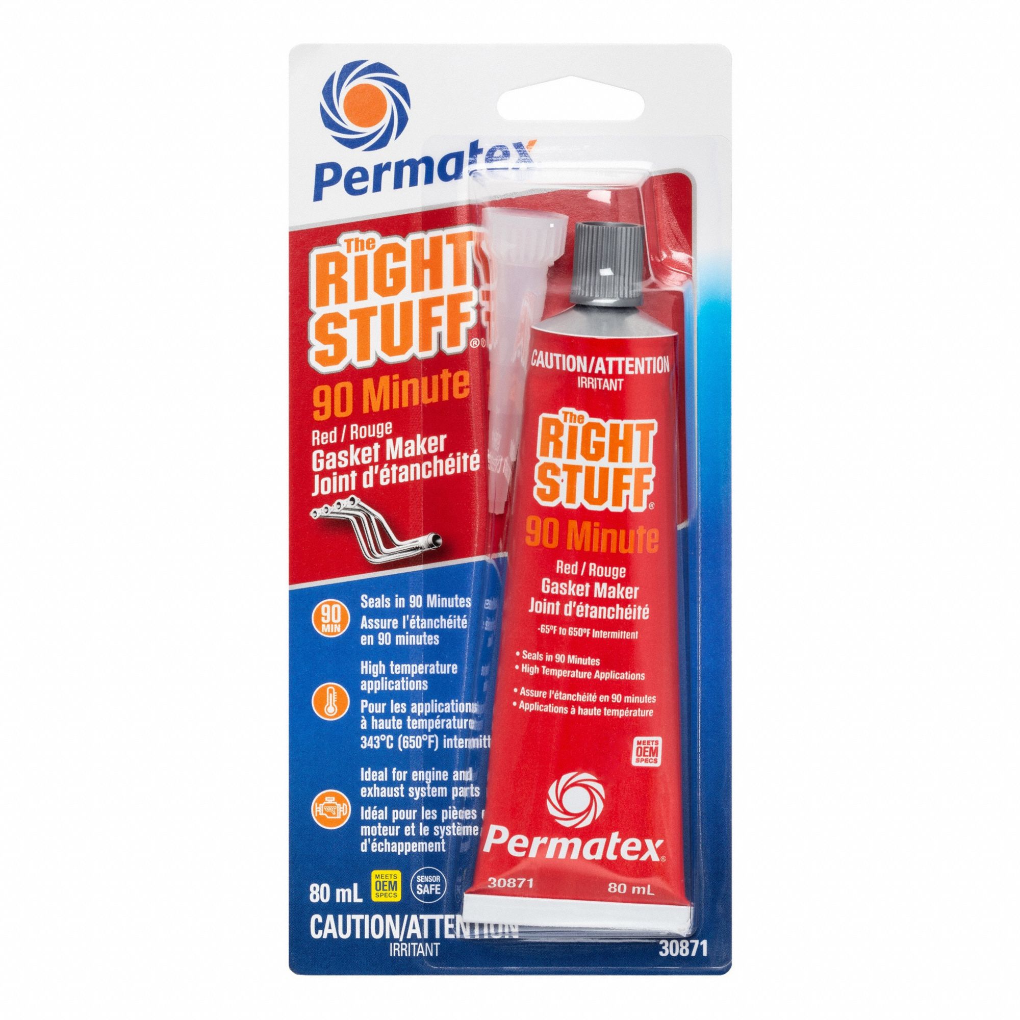 THE RIGHT STUFF 90 MINUTE SERIES GASKET MAKER, RED, 3 OZ TUBE, 90 MIN CURE, 5 MIN WORK TIME