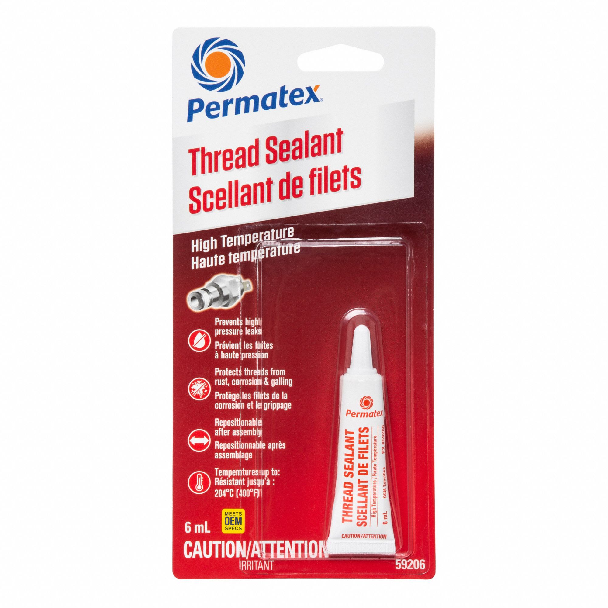 THREAD SEALANT, HIGH-STRENGTH, 10000 PSI, -65 ° F TO 400 ° F, WHT, 6 ML, DIMETHACRYLATE ESTER