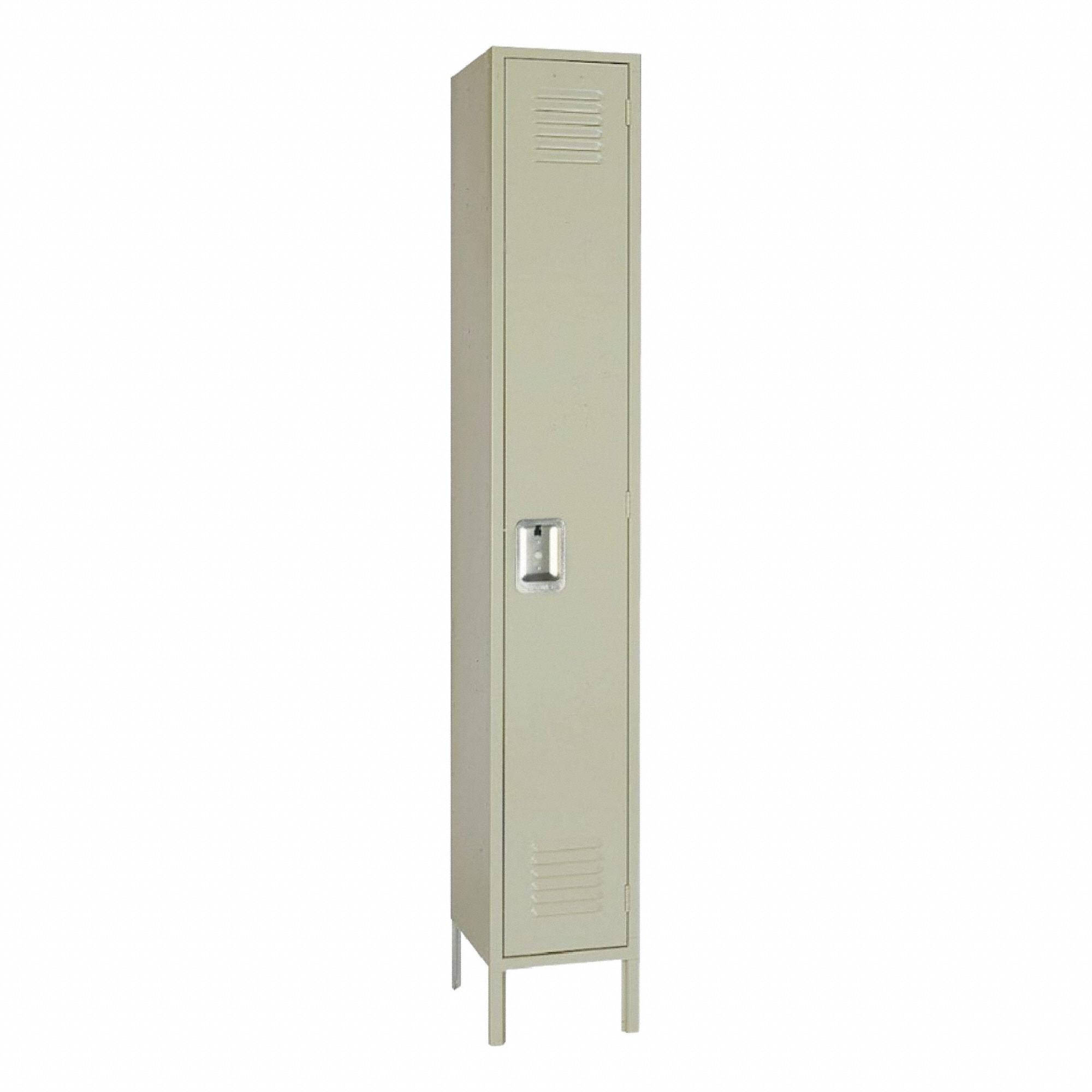 Wardrobe Locker: 12 in x 18 in x 66 in, Louvered, 1 Tiers, 1 Units Wide, Padlock Hasp, Tan, Tan