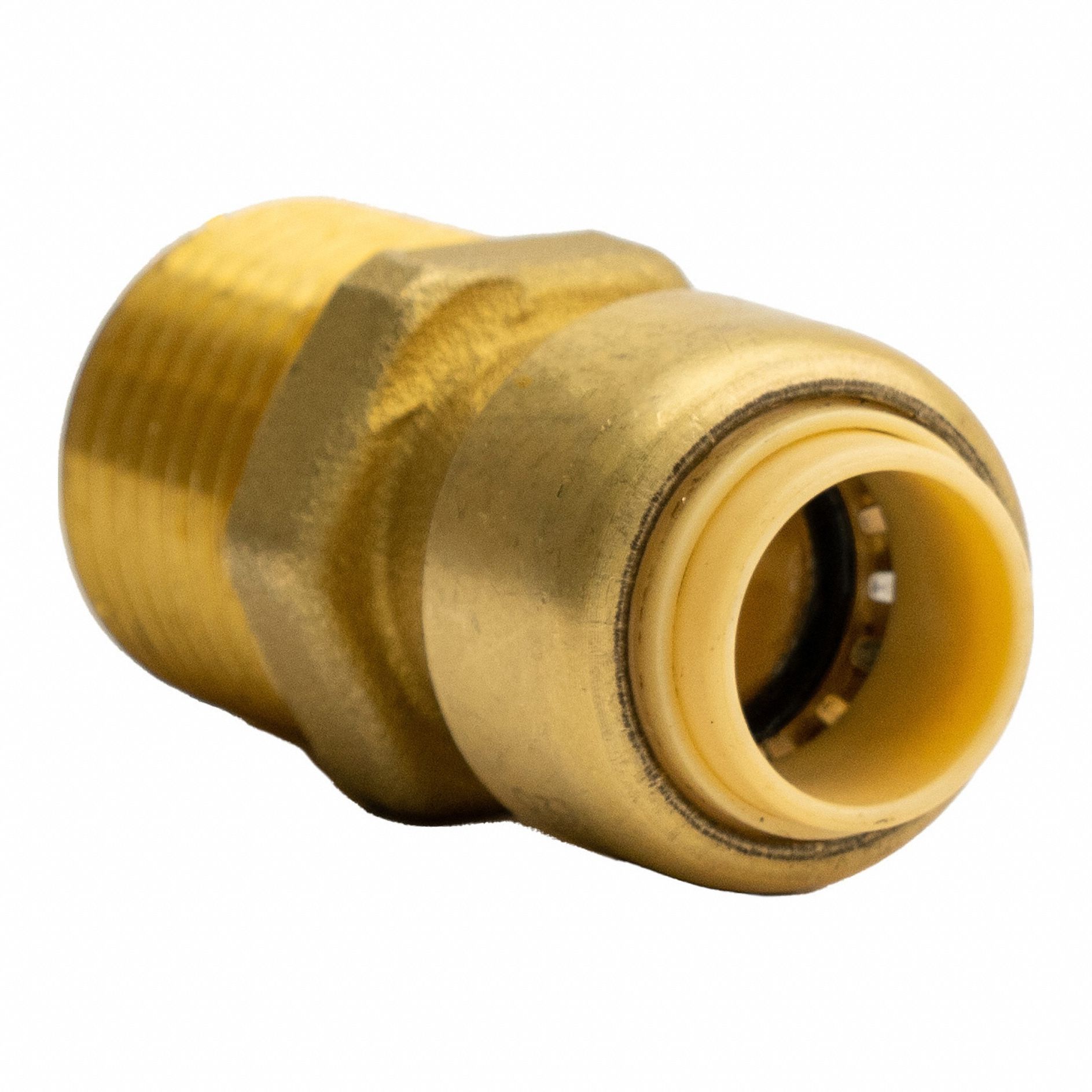Adapter: 3/4 in OD x 1 in Pipe Size, Push-to-Connect x MNPT, Brass