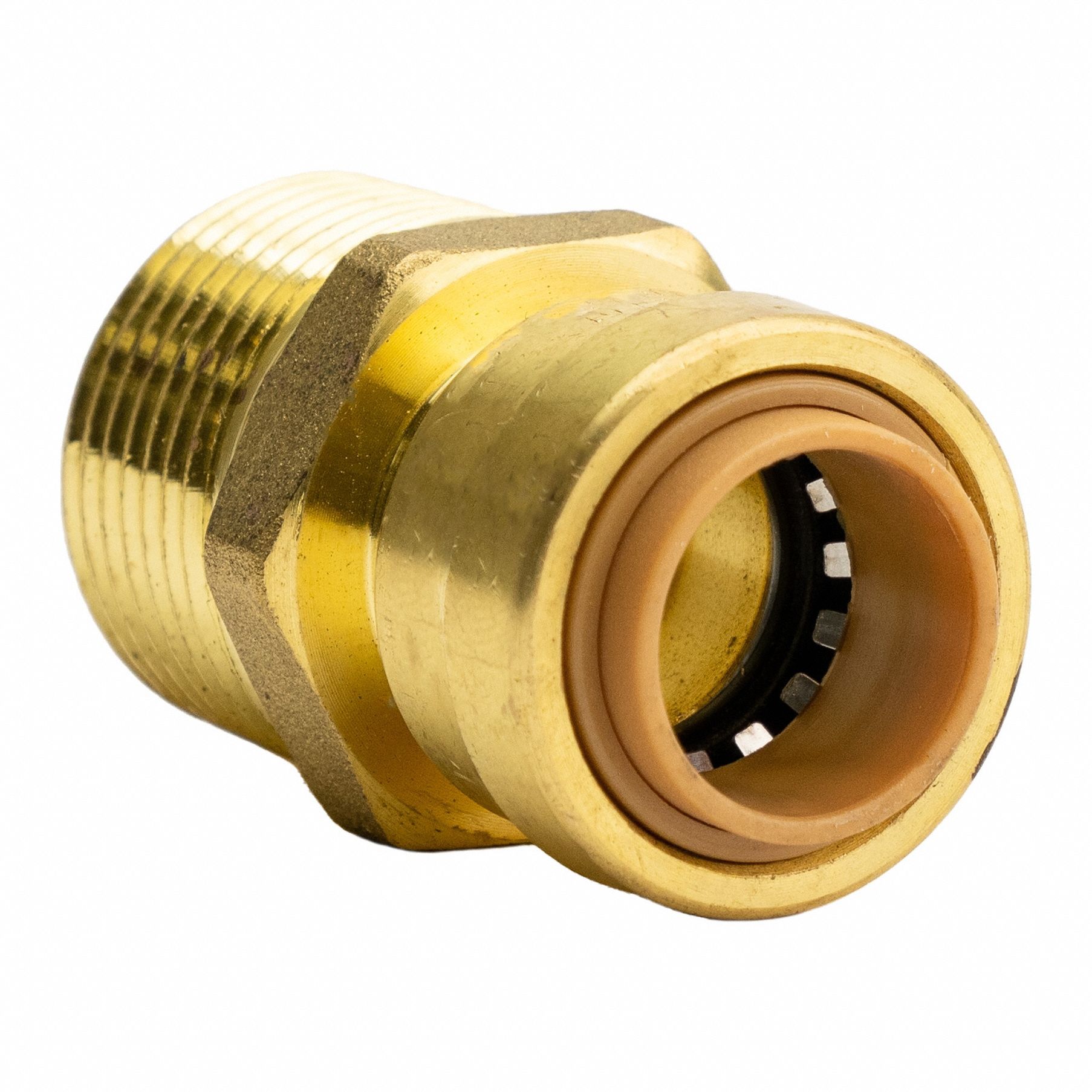 Adapter: 1/2 in OD x 3/4 in Pipe Size, Push-to-Connect x MNPT, Brass
