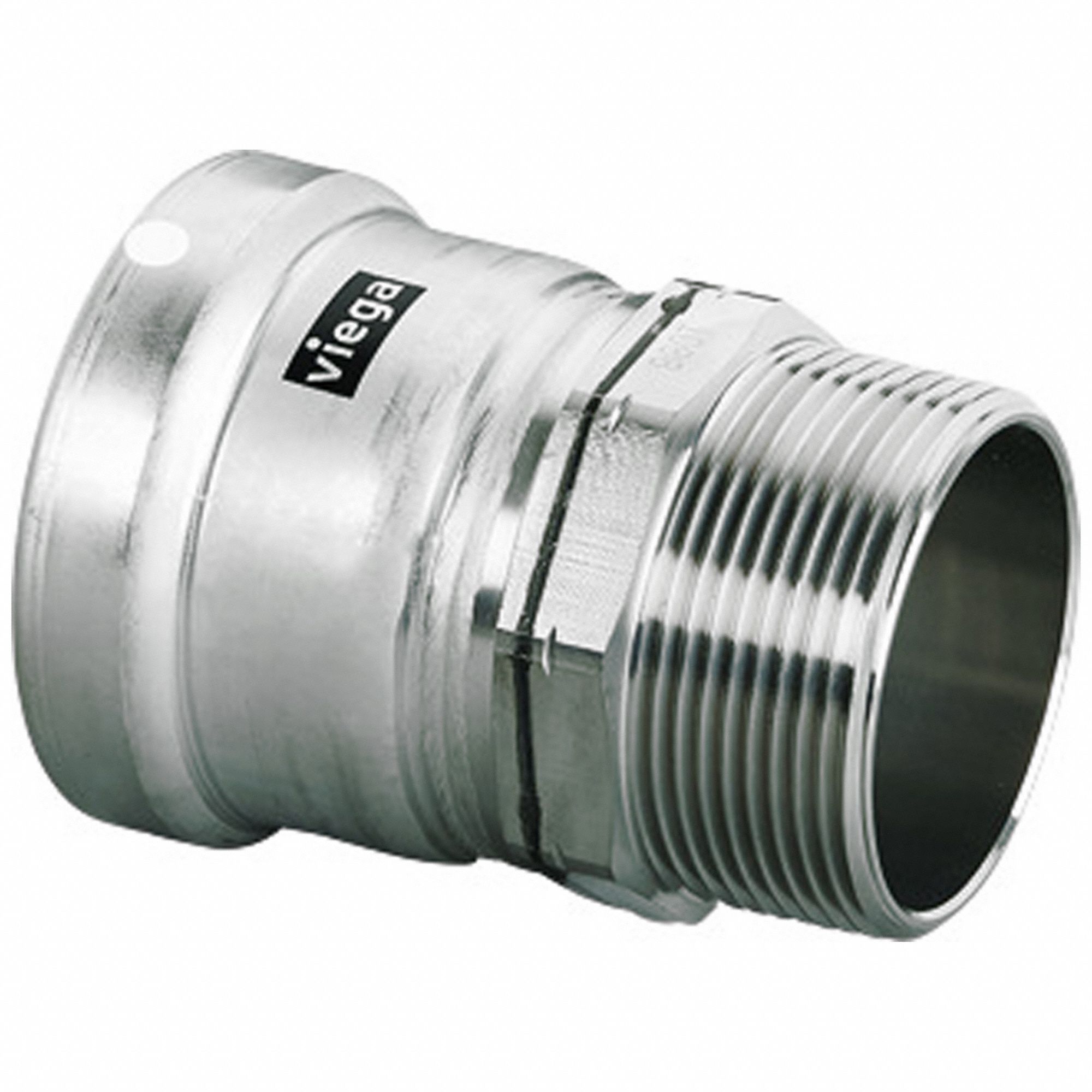 Crimp Adapter Fitting: 2 1/2 in Pipe x 2 1/2 in Pipe Size, Press-fit x MNPT, FKM