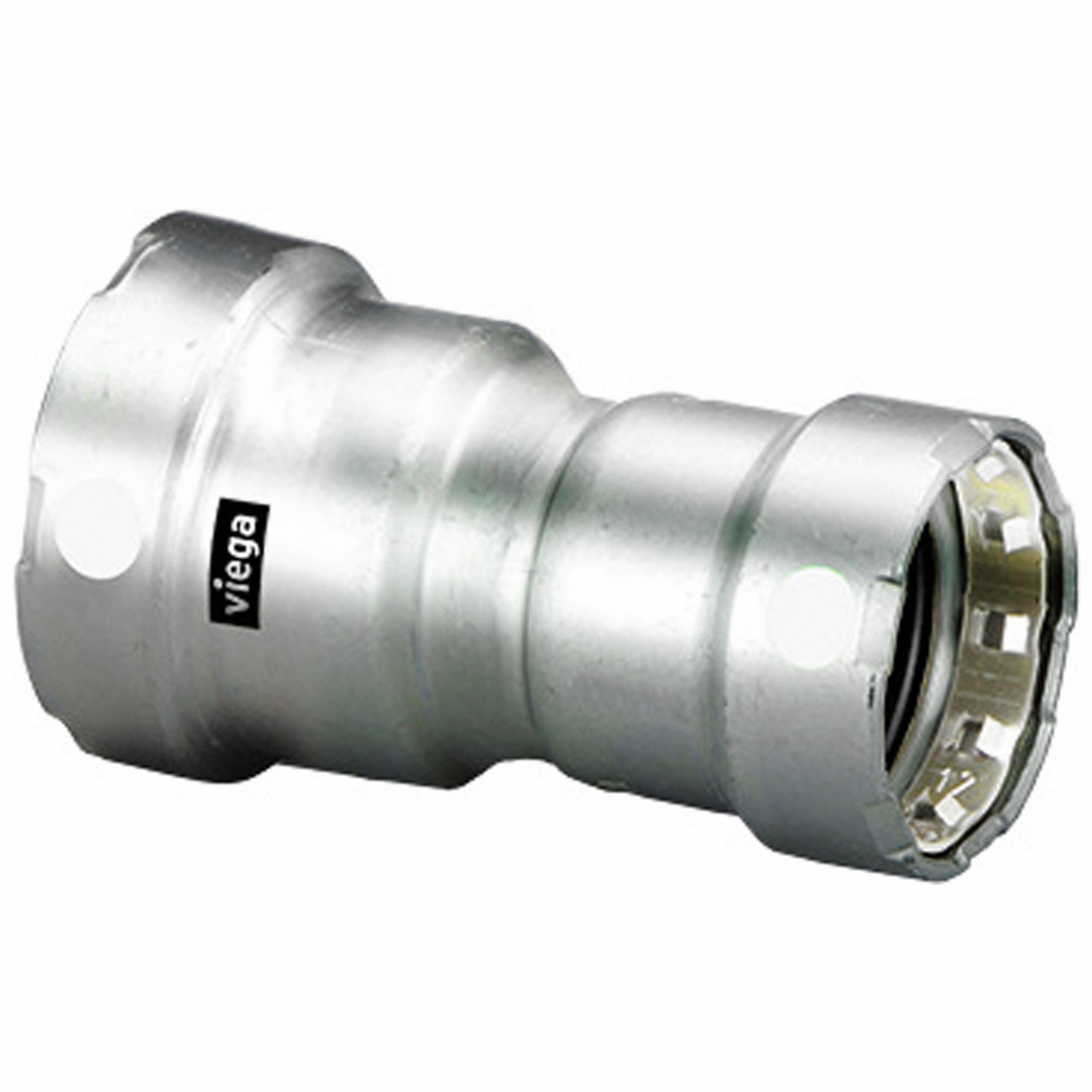 Crimp Fitting: 1 1/4 in Pipe x 1 in Pipe Size, Press-fit x Press-fit, FKM