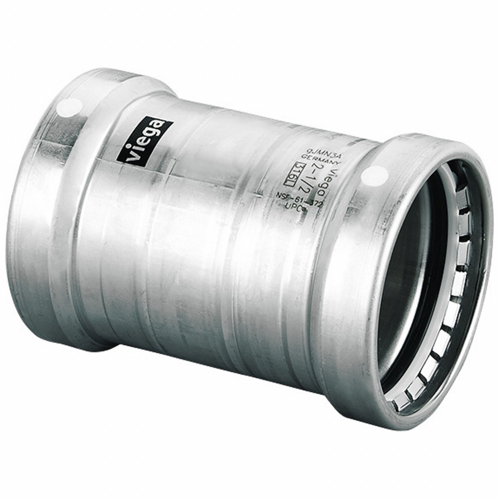 Crimp Coupling Fitting: 2 1/2 in Pipe x 2 1/2 in Pipe Size, Press-fit x Press-fit