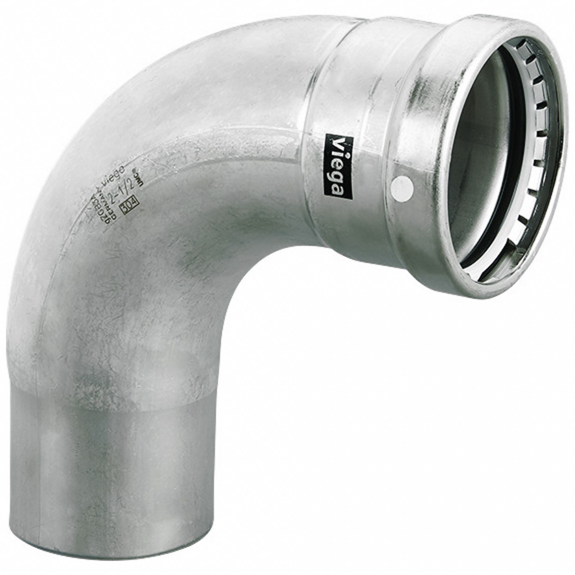 Crimp Elbow Fitting: 3 in Pipe x 3 in Pipe Size, Press-fit x FTG, FKM