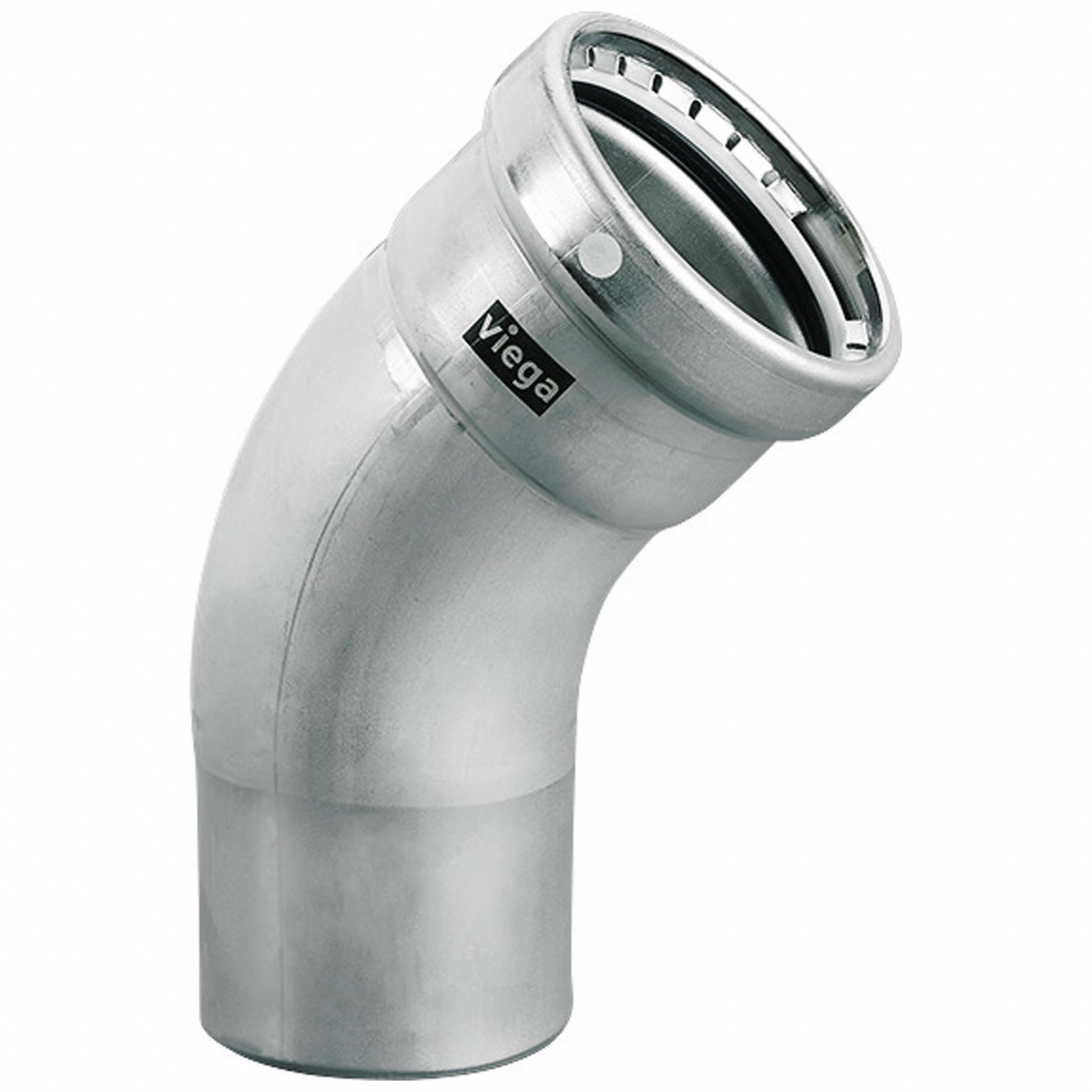 Crimp Elbow Fitting: 3 in Pipe x 3 in Pipe Size, Press-fit x FTG, FKM
